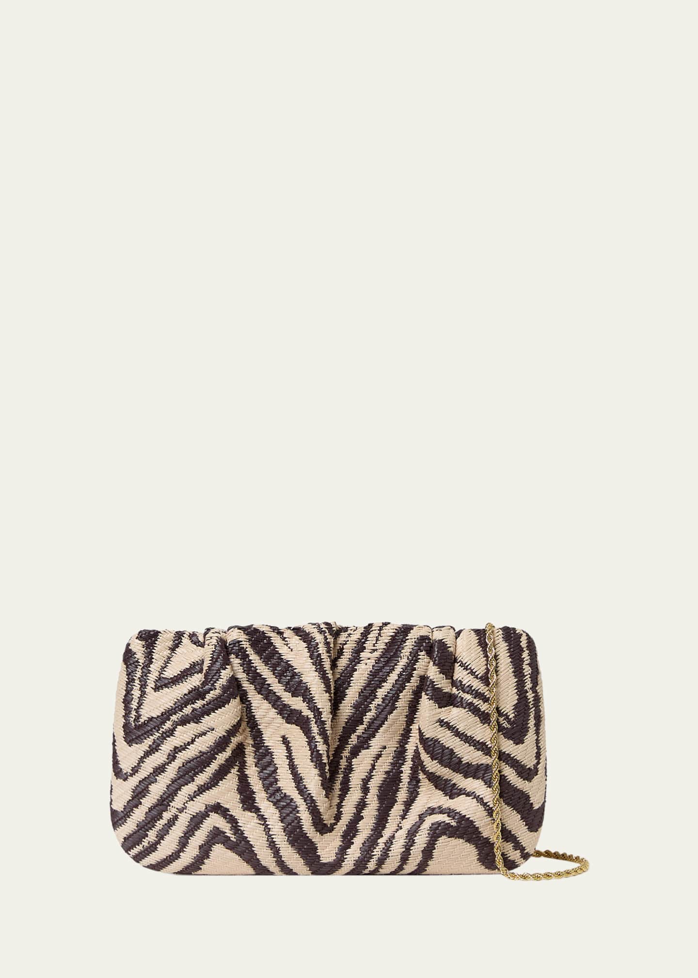 Loeffler Randall Serena Gathered Woven Zebra Clutch Bag - Bergdorf