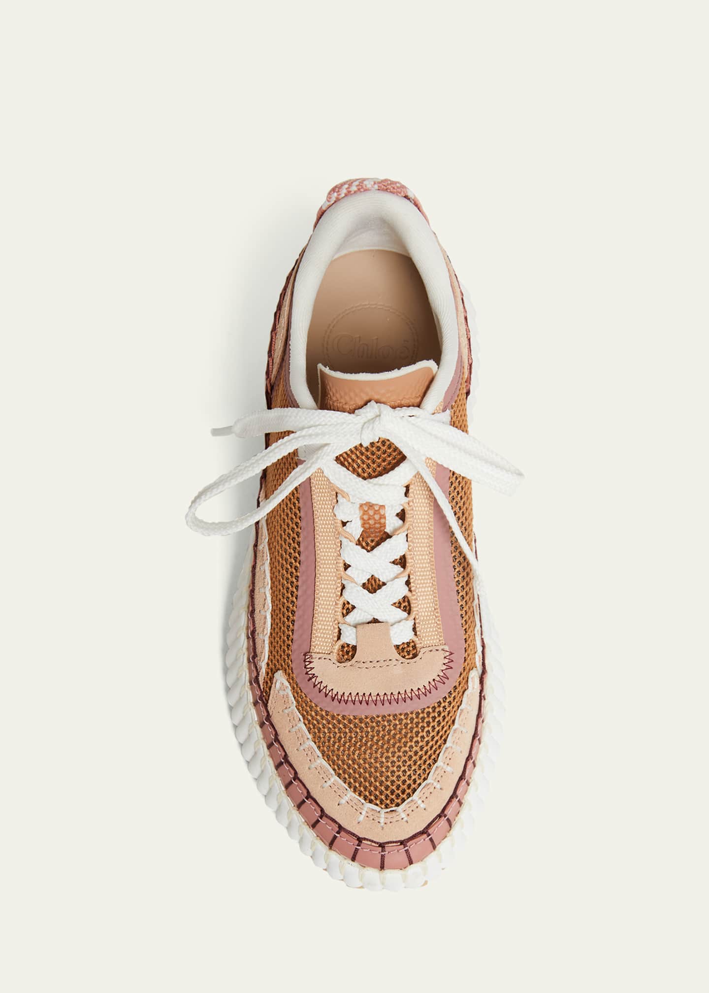 Chloe Nama Colorblocked Mesh and Mixed Leather Platform Sneakers