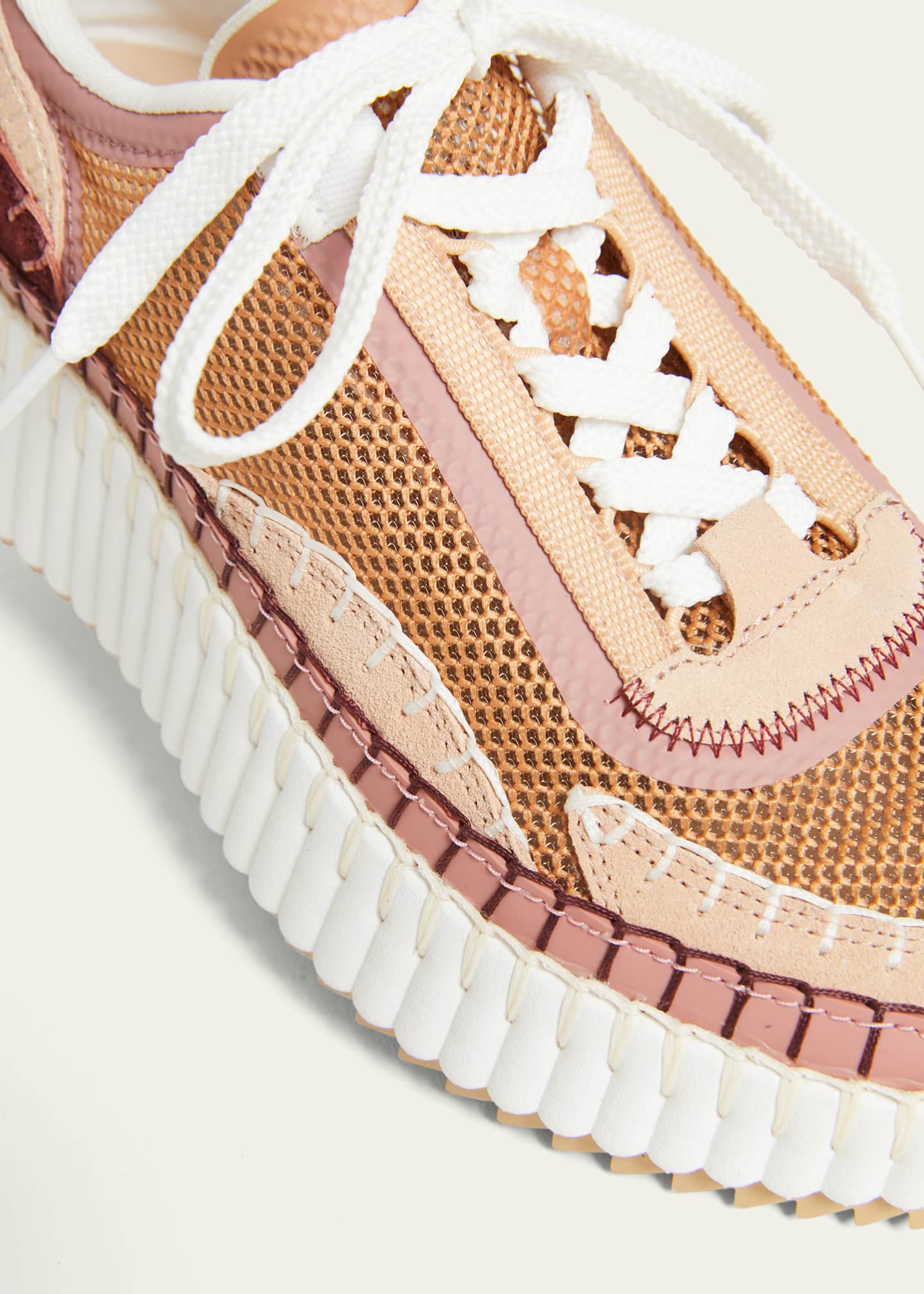 Chloe Nama Colorblocked Mesh and Mixed Leather Platform Sneakers
