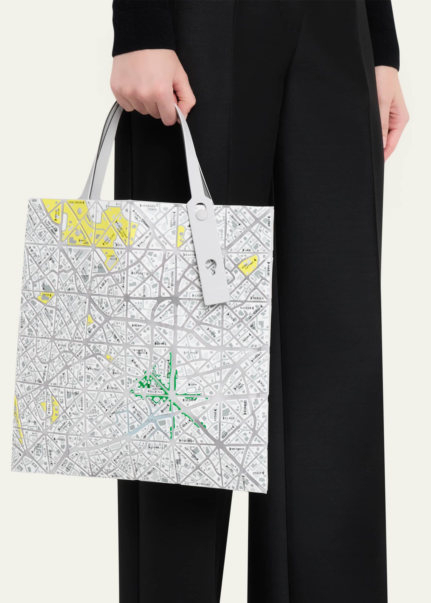 BAO BAO ISSEY MIYAKE Geometric Printed Map Tote Bag - Bergdorf Goodman