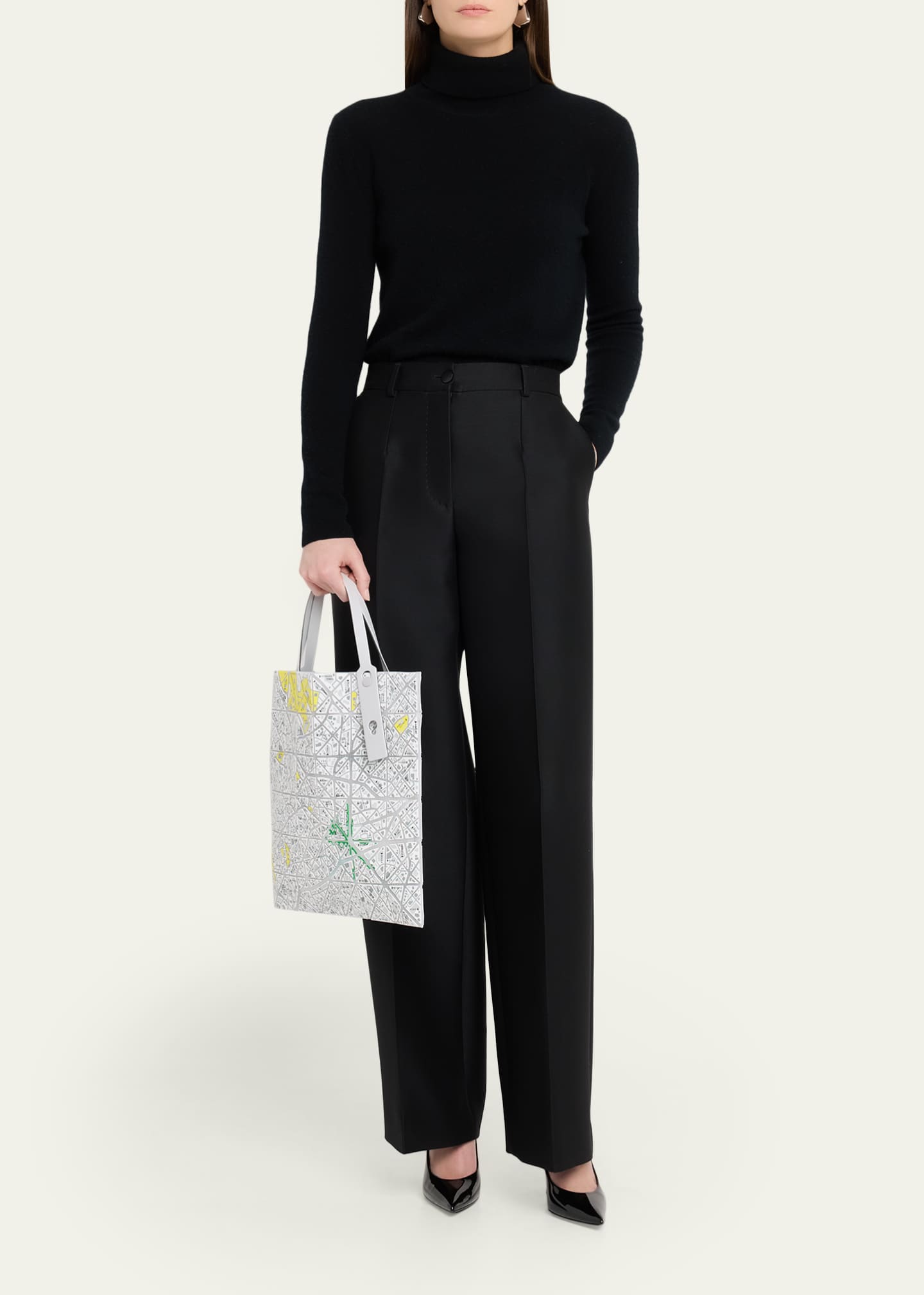 BAO BAO ISSEY MIYAKE Geometric Printed Map Tote Bag - Bergdorf Goodman