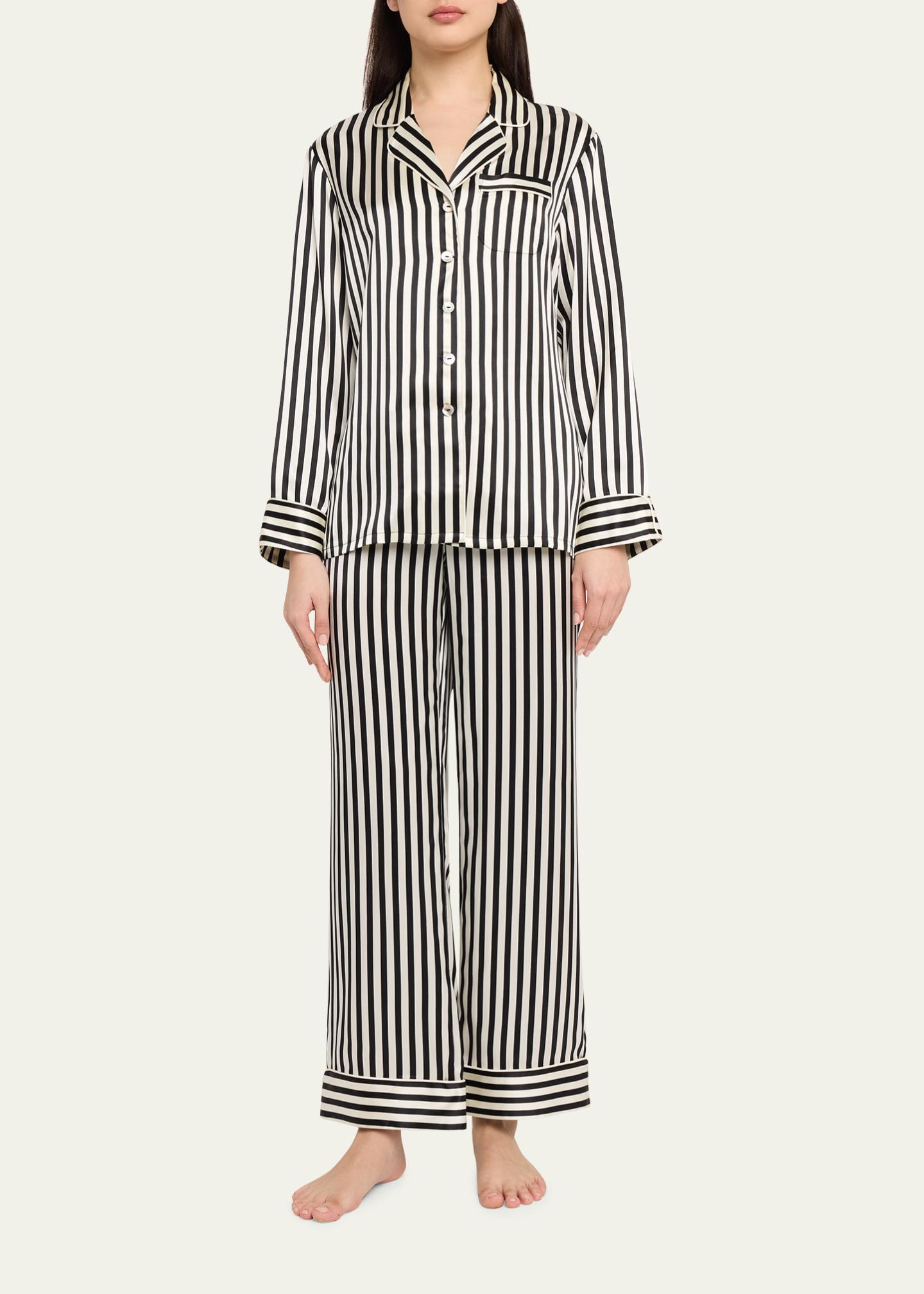 Olivia von Halle Lila Nika Striped Silk Satin Pajama Set