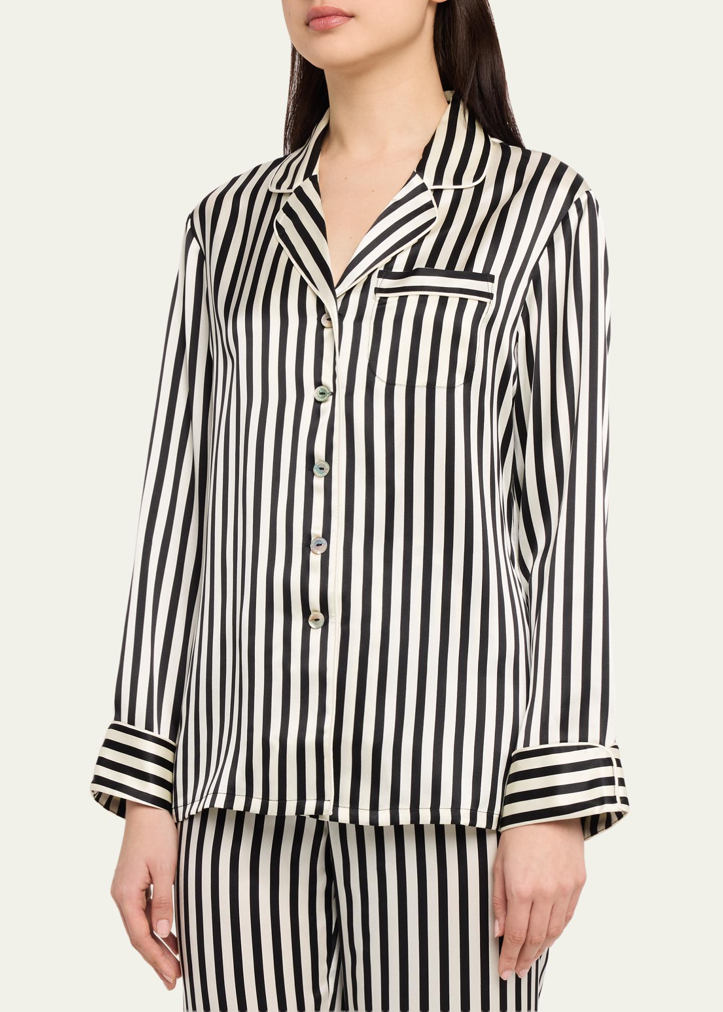 Olivia von Halle Lila Nika Striped Silk Satin Pajama Set