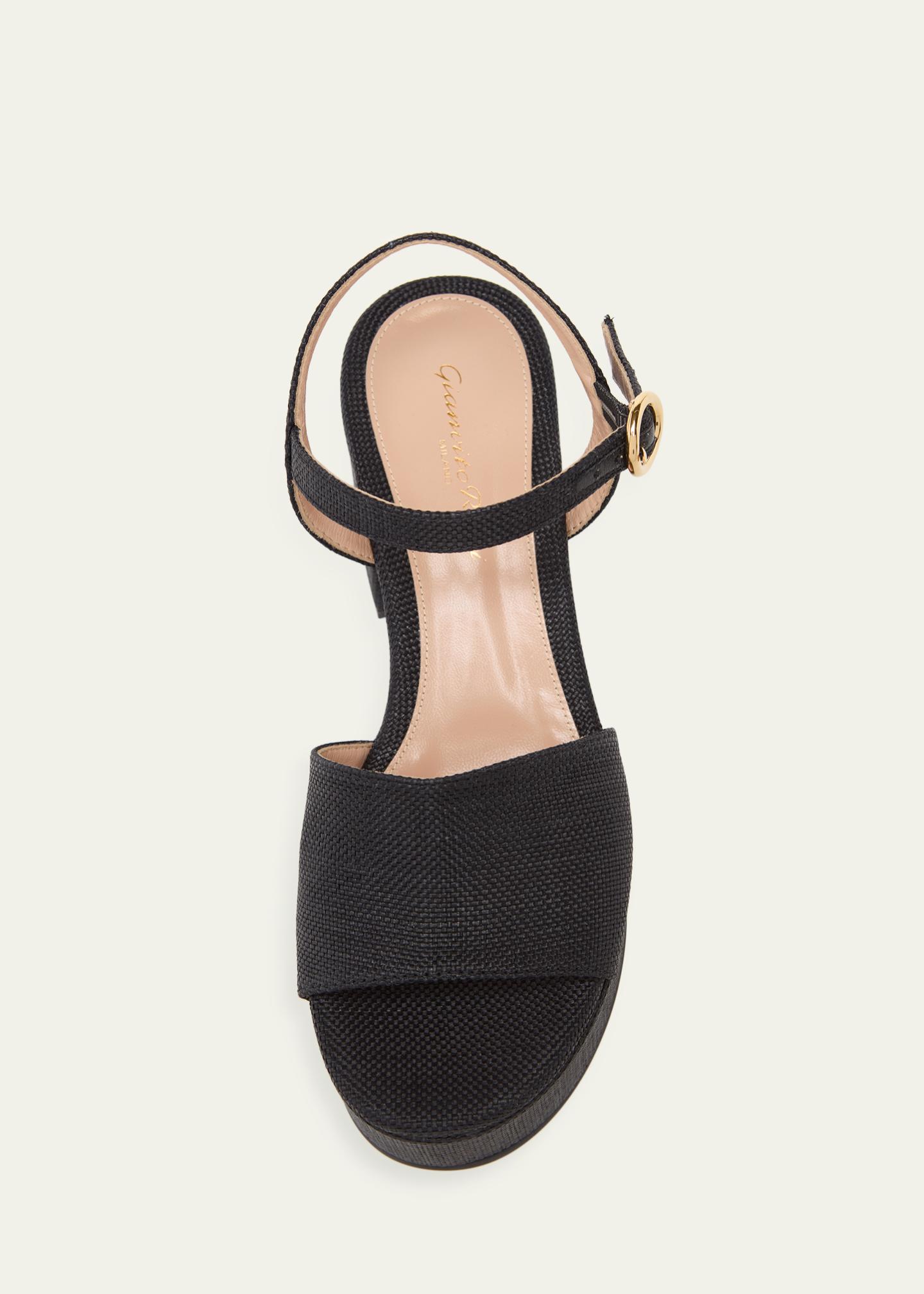 Gianvito Rossi 35mm Canvas Platform Block-Heel Sandals - Bergdorf Goodman