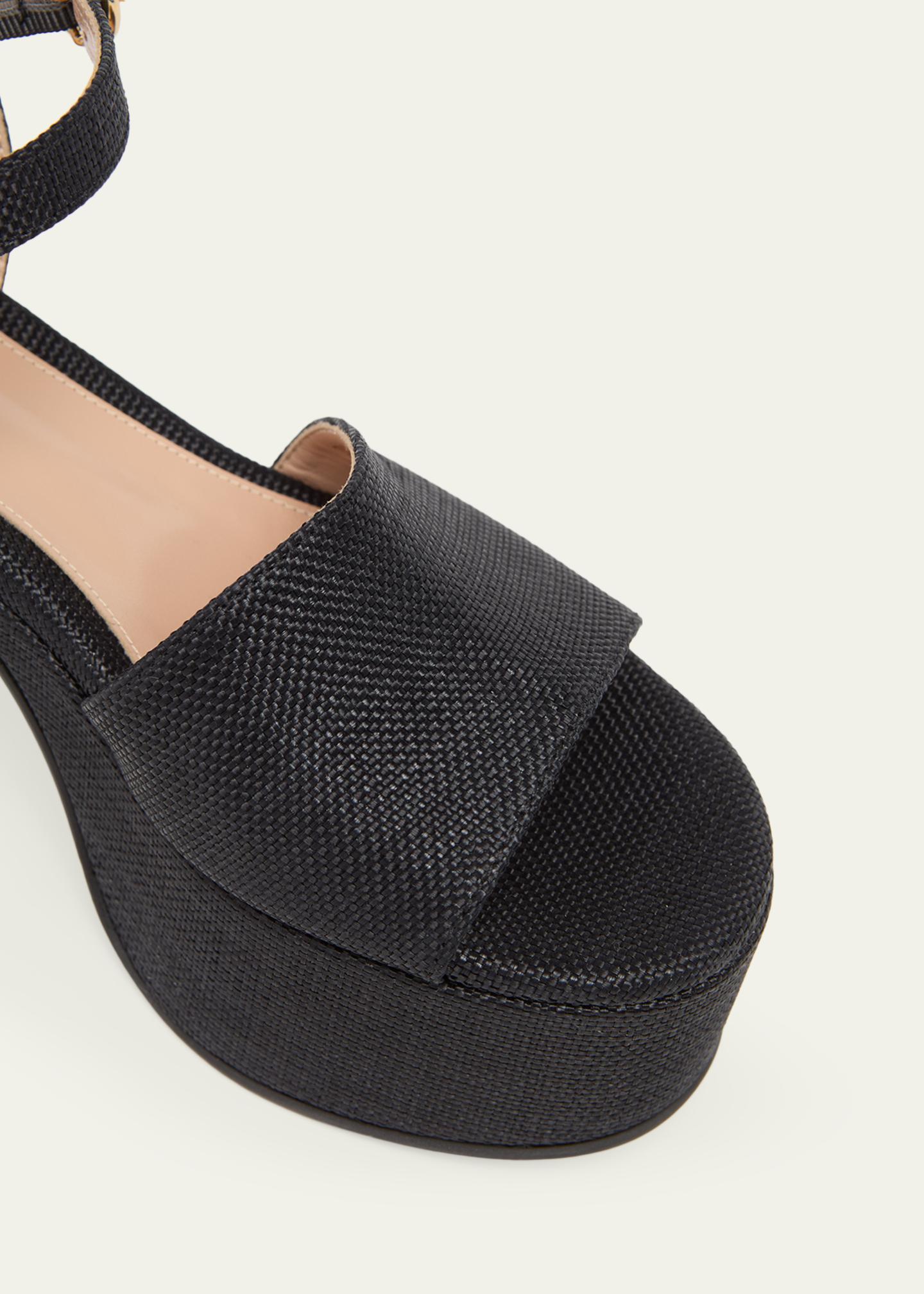 Gianvito Rossi 35mm Canvas Platform Block-Heel Sandals - Bergdorf Goodman