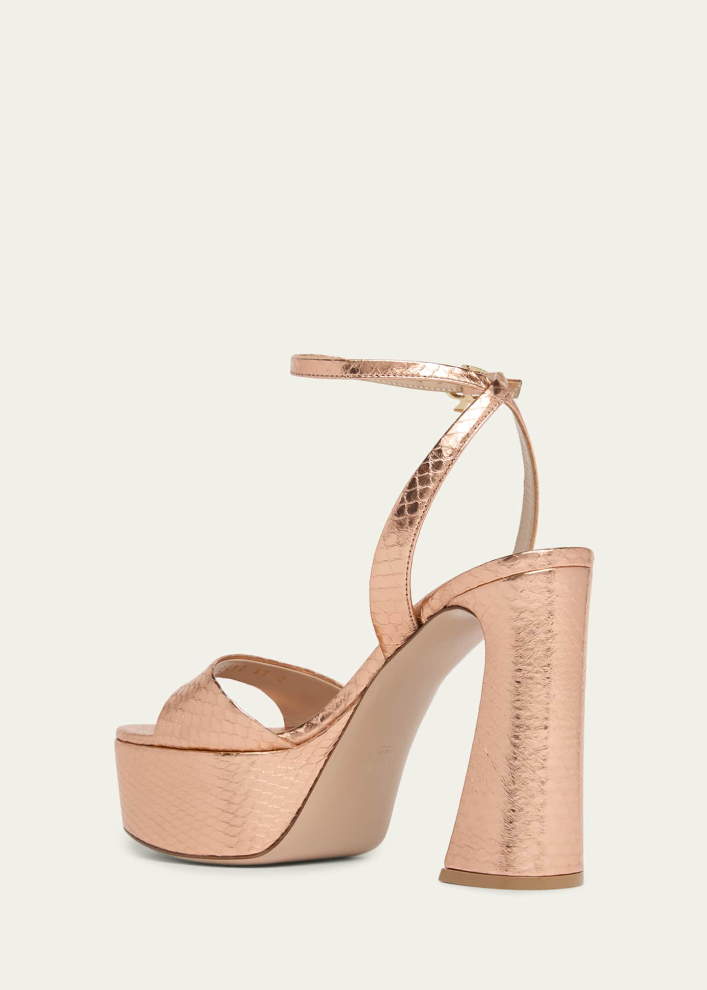 Gianvito Rossi 70mm Platform Metallic Snakeskin Leather Sandals