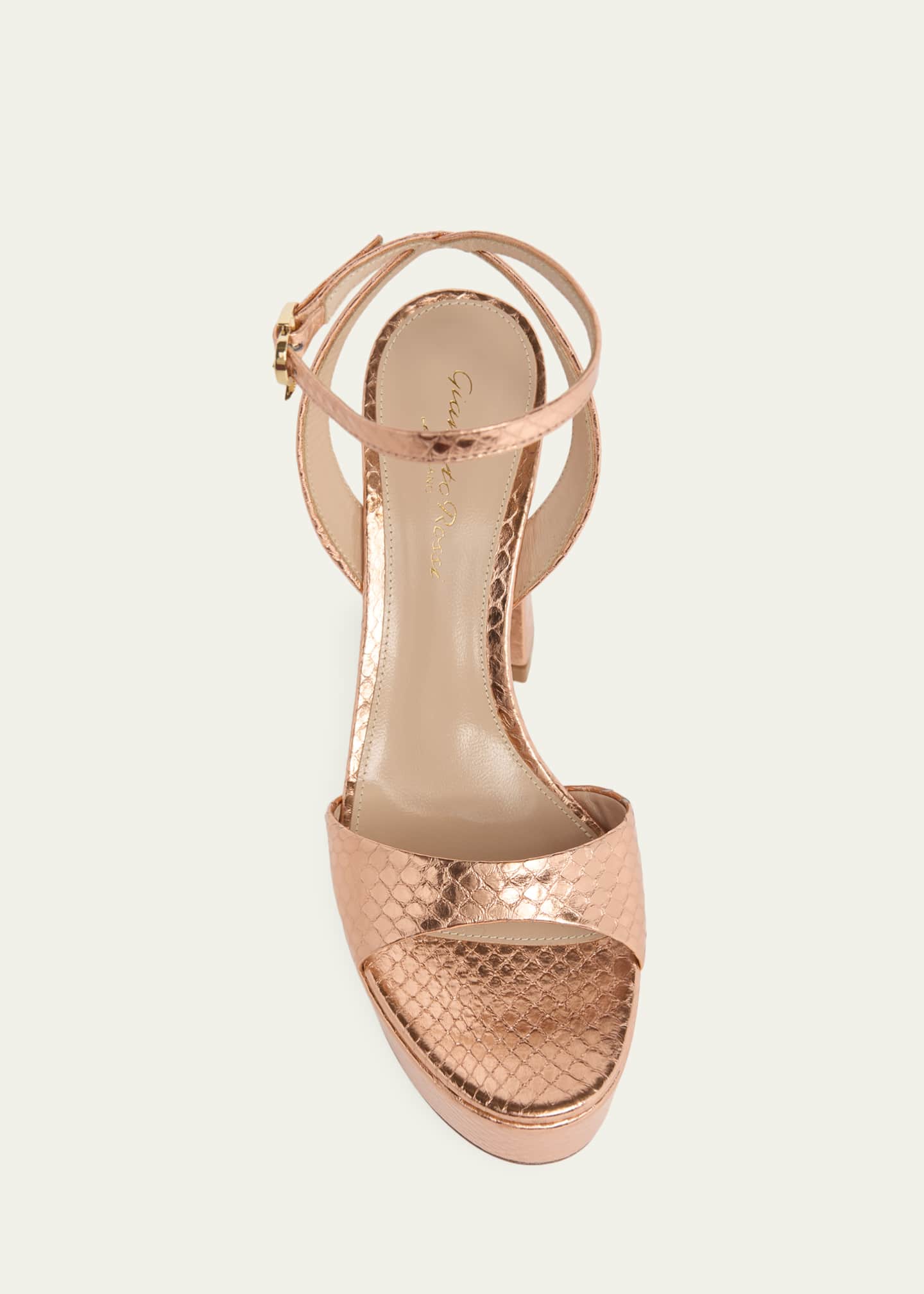 Gianvito Rossi 70mm Platform Metallic Snakeskin Leather Sandals
