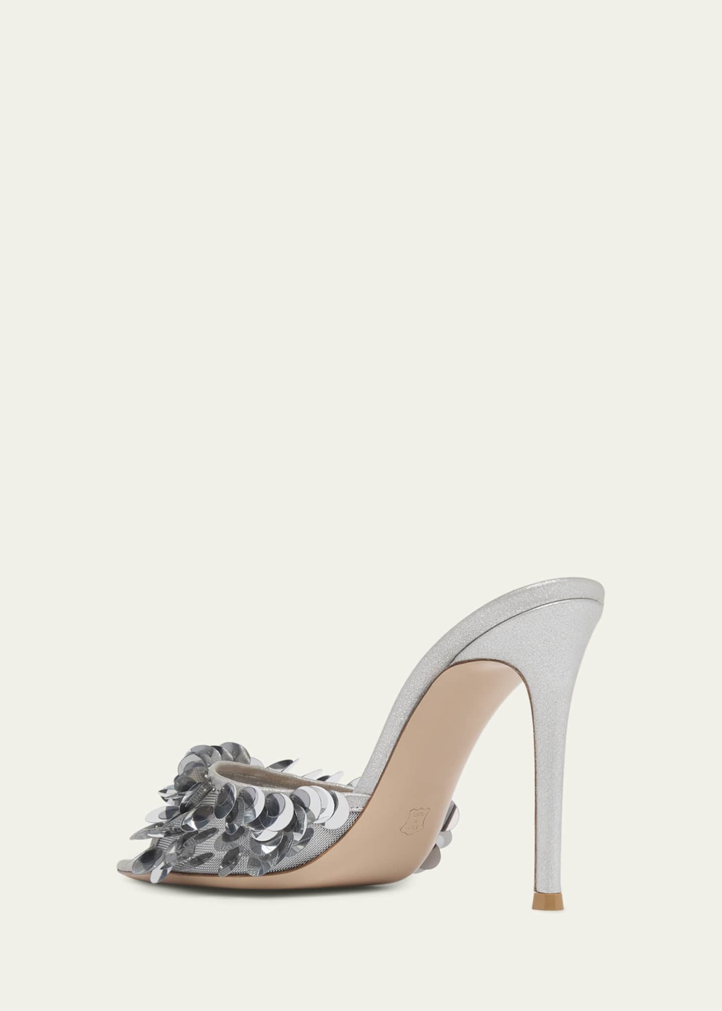 Gianvito Rossi 105mm Sequined Mesh Mule Sandals - Bergdorf Goodman