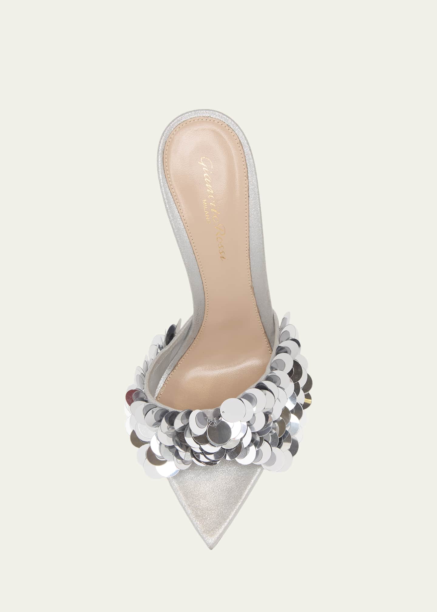 Gianvito Rossi 105mm Sequined Mesh Mule Sandals - Bergdorf Goodman
