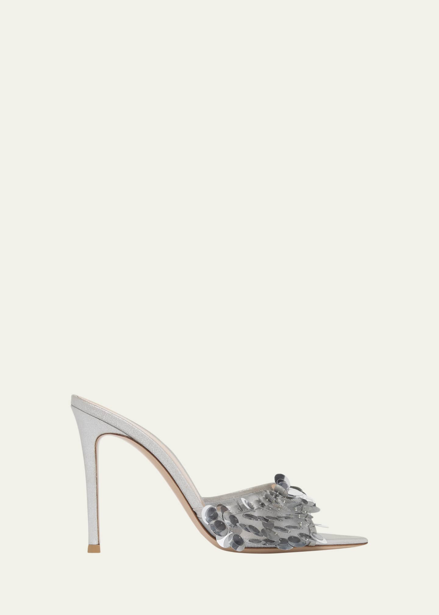 Gianvito Rossi 105mm Sequined Mesh Mule Sandals - Bergdorf Goodman
