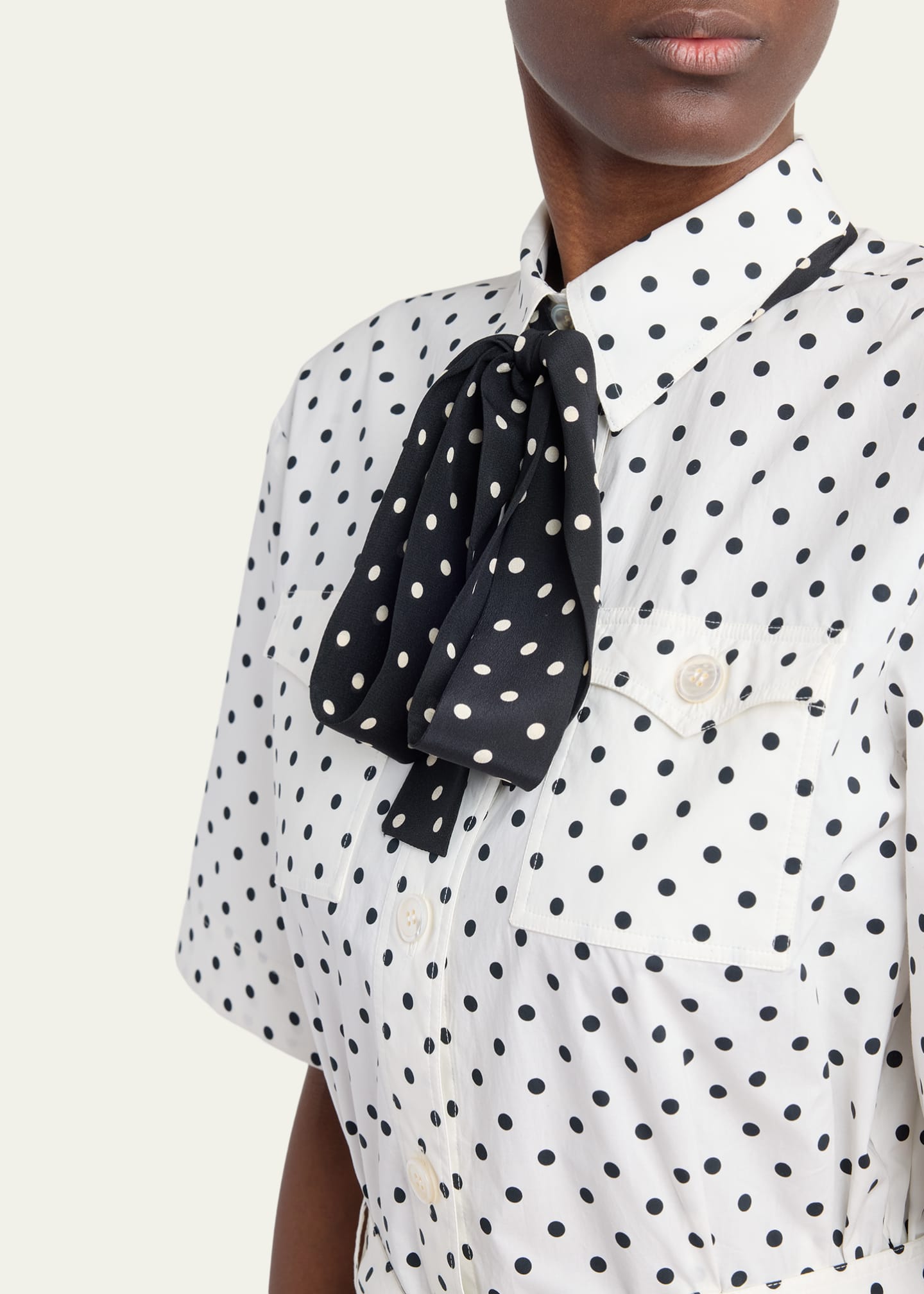 Valentino Garavani Polkadot-Print Cotton Neck-Scarf Midi