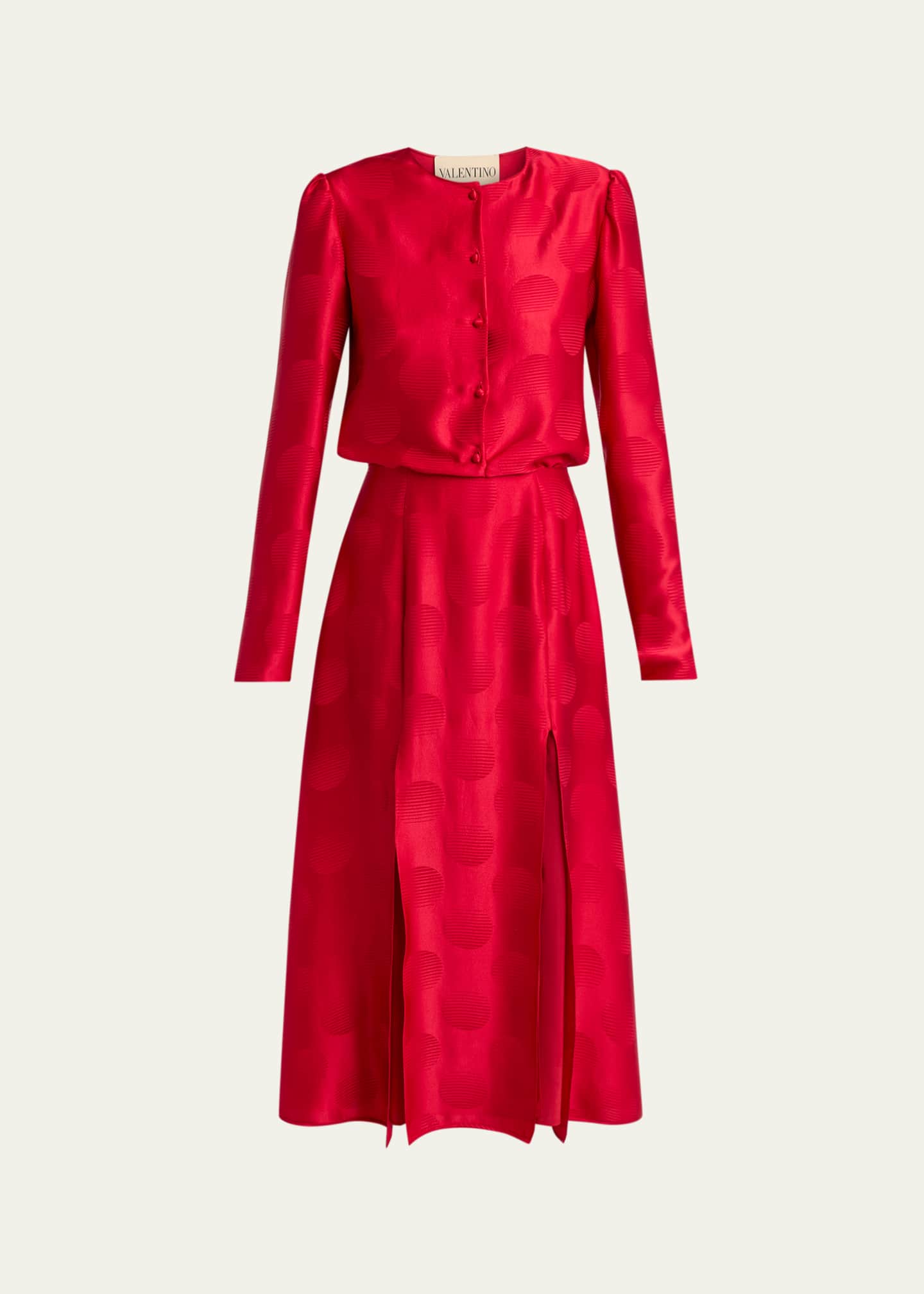 valentino long sleeve midi dress Bow Colorblock Long-Sleeve Midi Dress