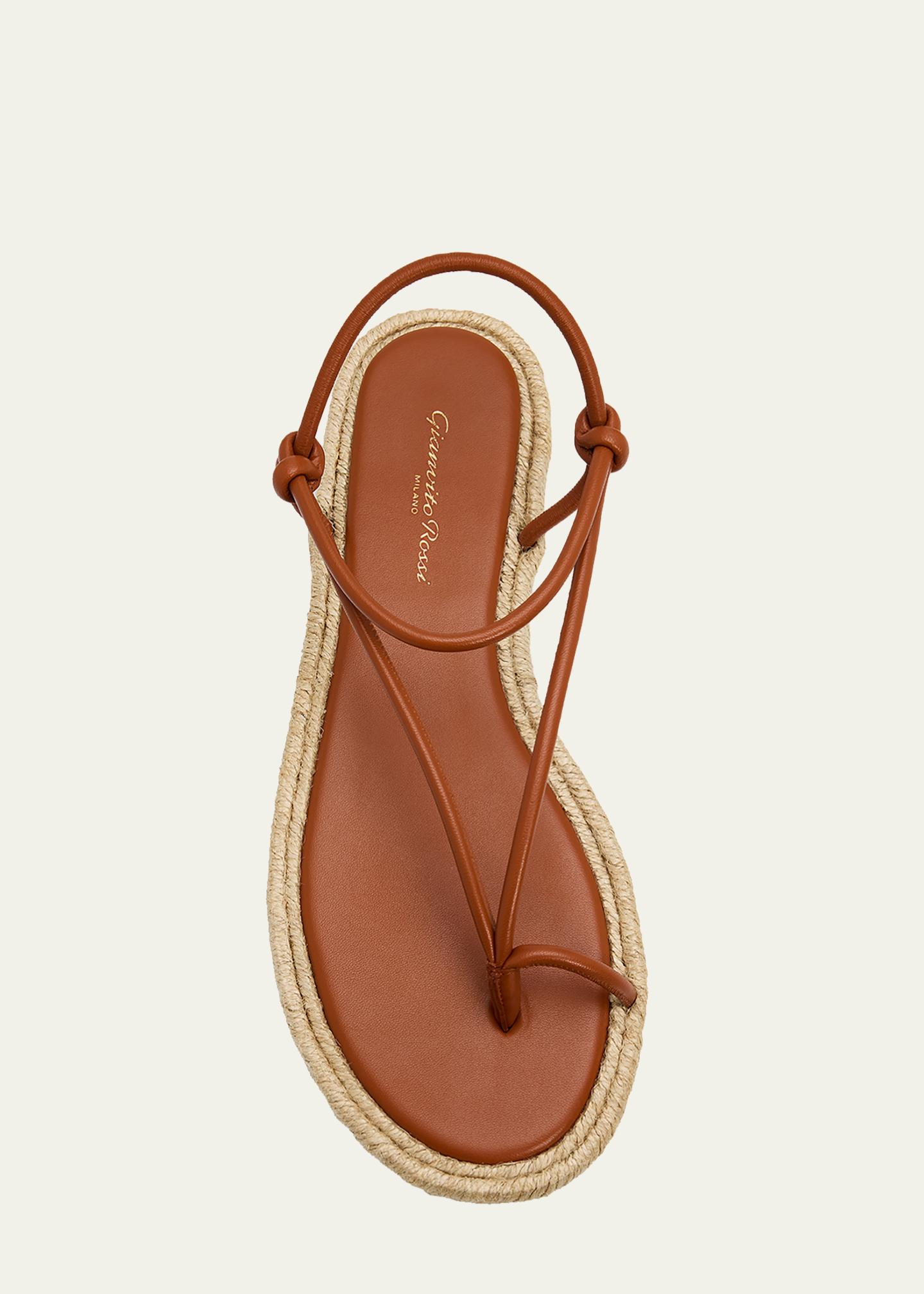 Gianvito Rossi Nappa Leather Espadrille Thong Sandals - Bergdorf