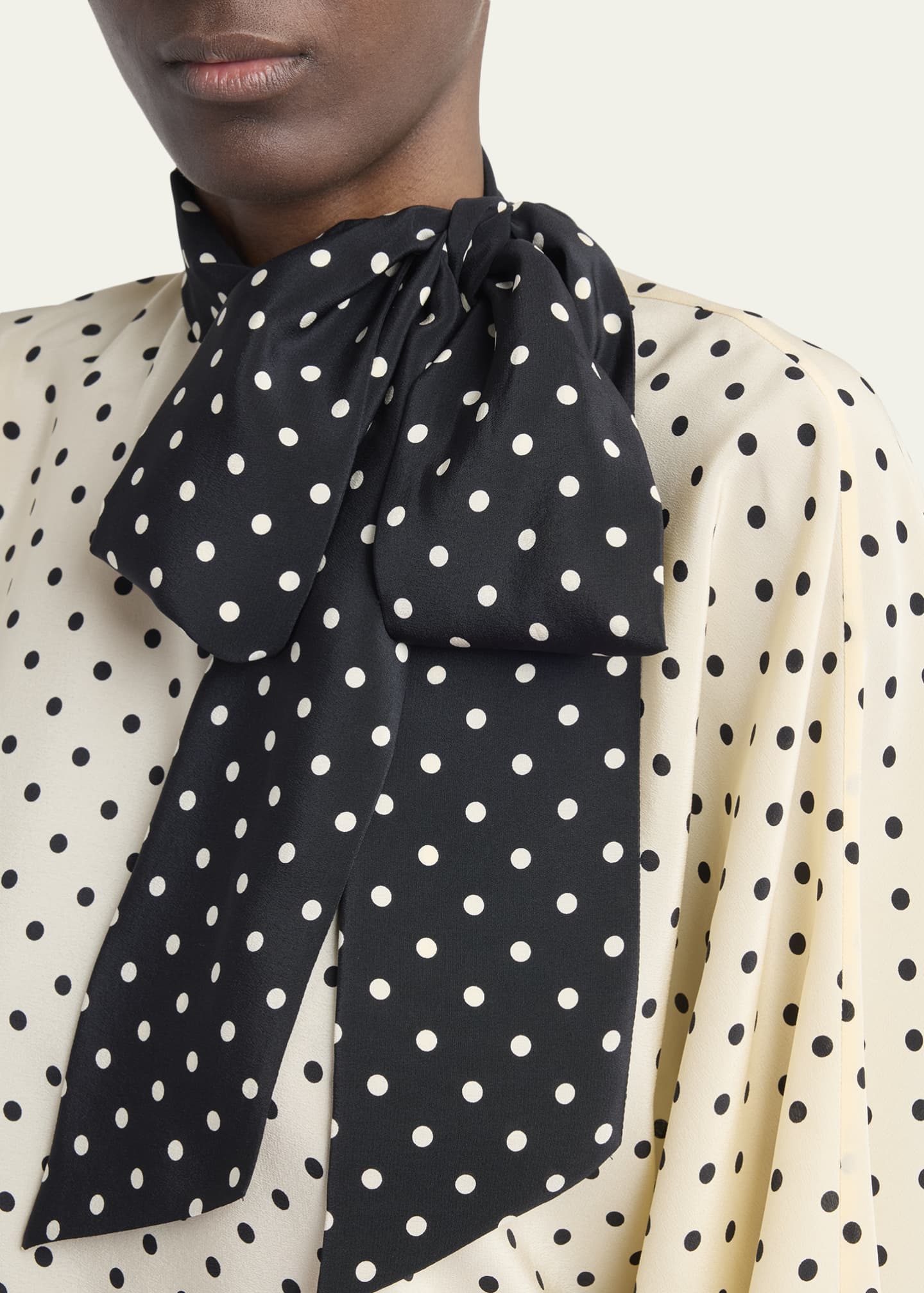 Valentino Garavani Polkda-Dot Silk Crepe De Chine Neck Scarf Top