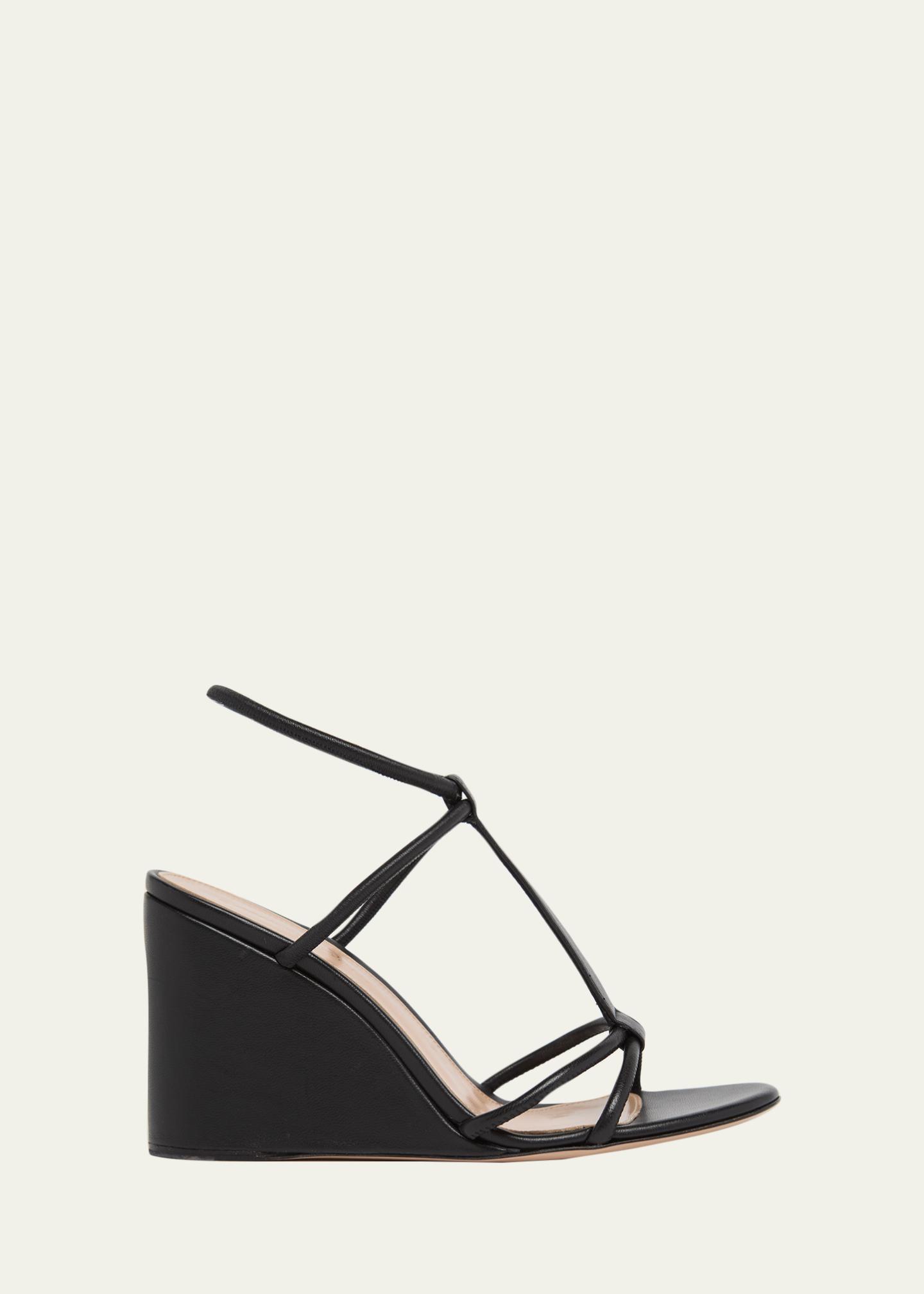 Gianvito Rossi 85mm Strappy Leather Wedge Sandals - Bergdorf Goodman