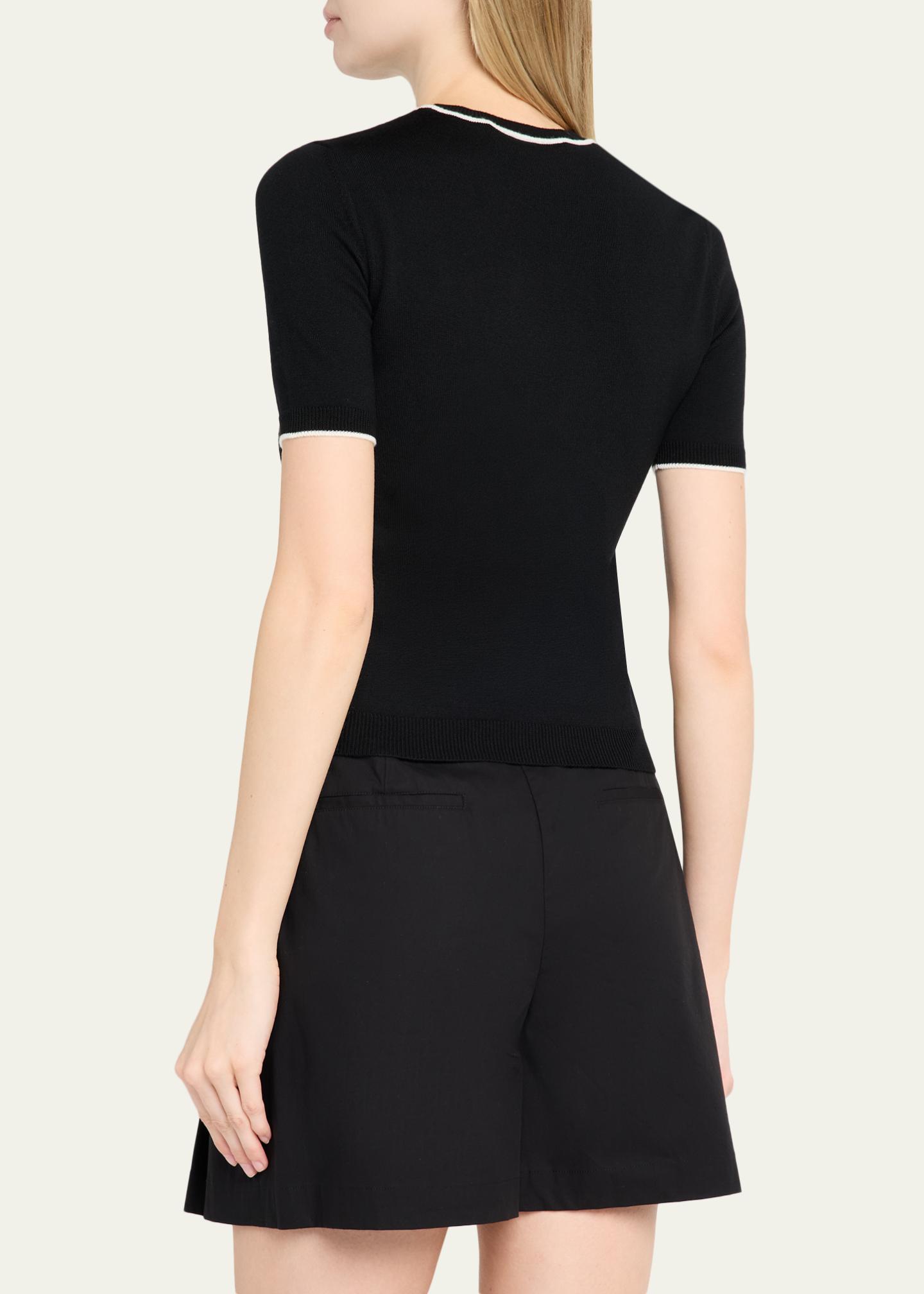 Valentino Garavani V-Logo Bow Short-Sleeve Wool Sweater - Bergdorf