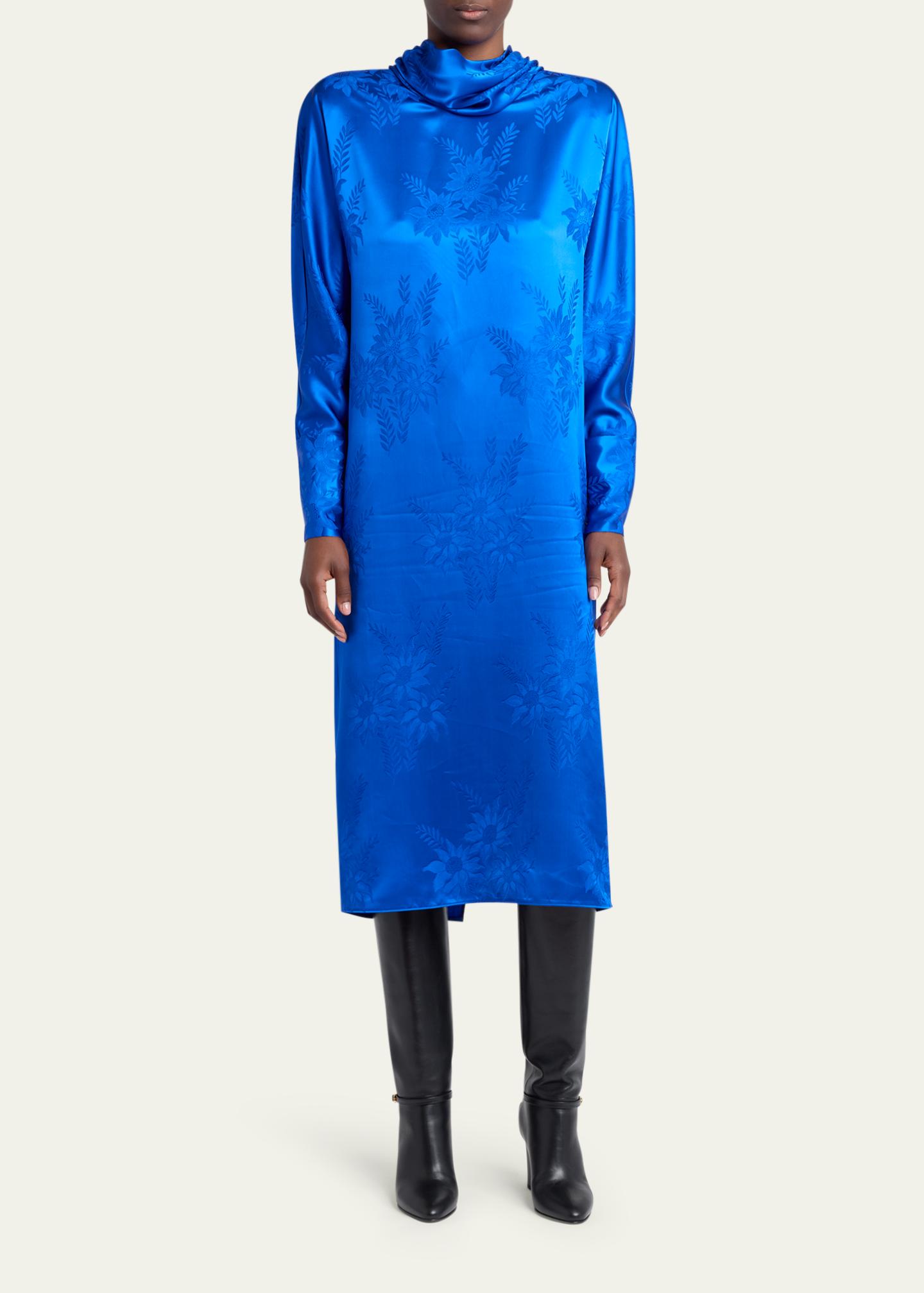Valentino Garavani Funnel-Neck Floral Jacquard Midi Dress - Bergdorf ...