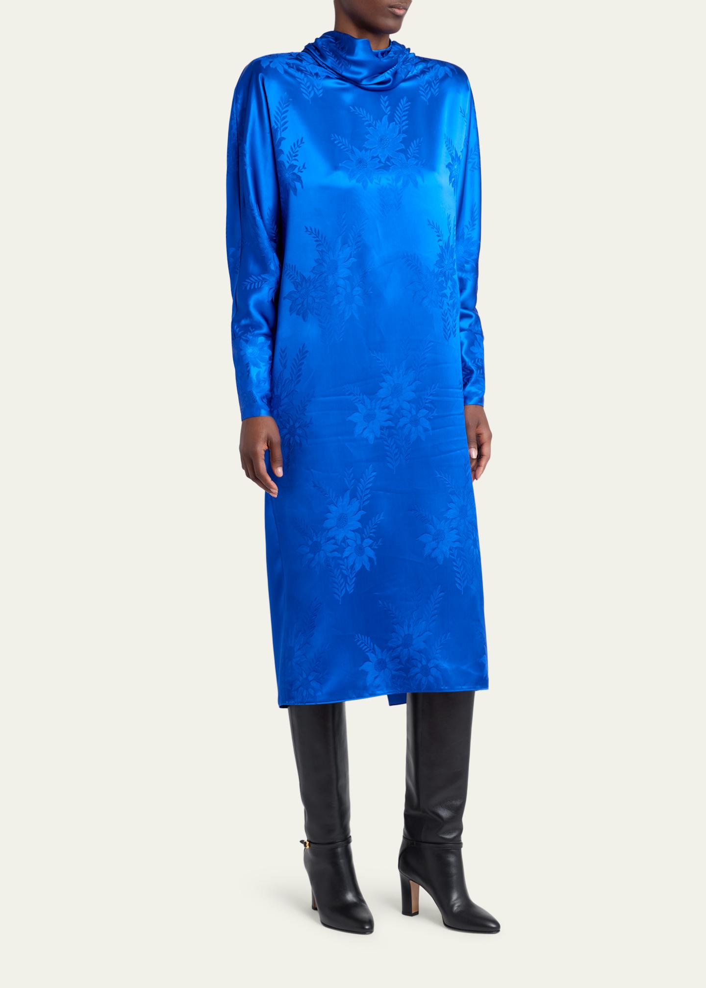 Valentino Garavani Funnel-Neck Floral Jacquard Midi Dress - Bergdorf ...