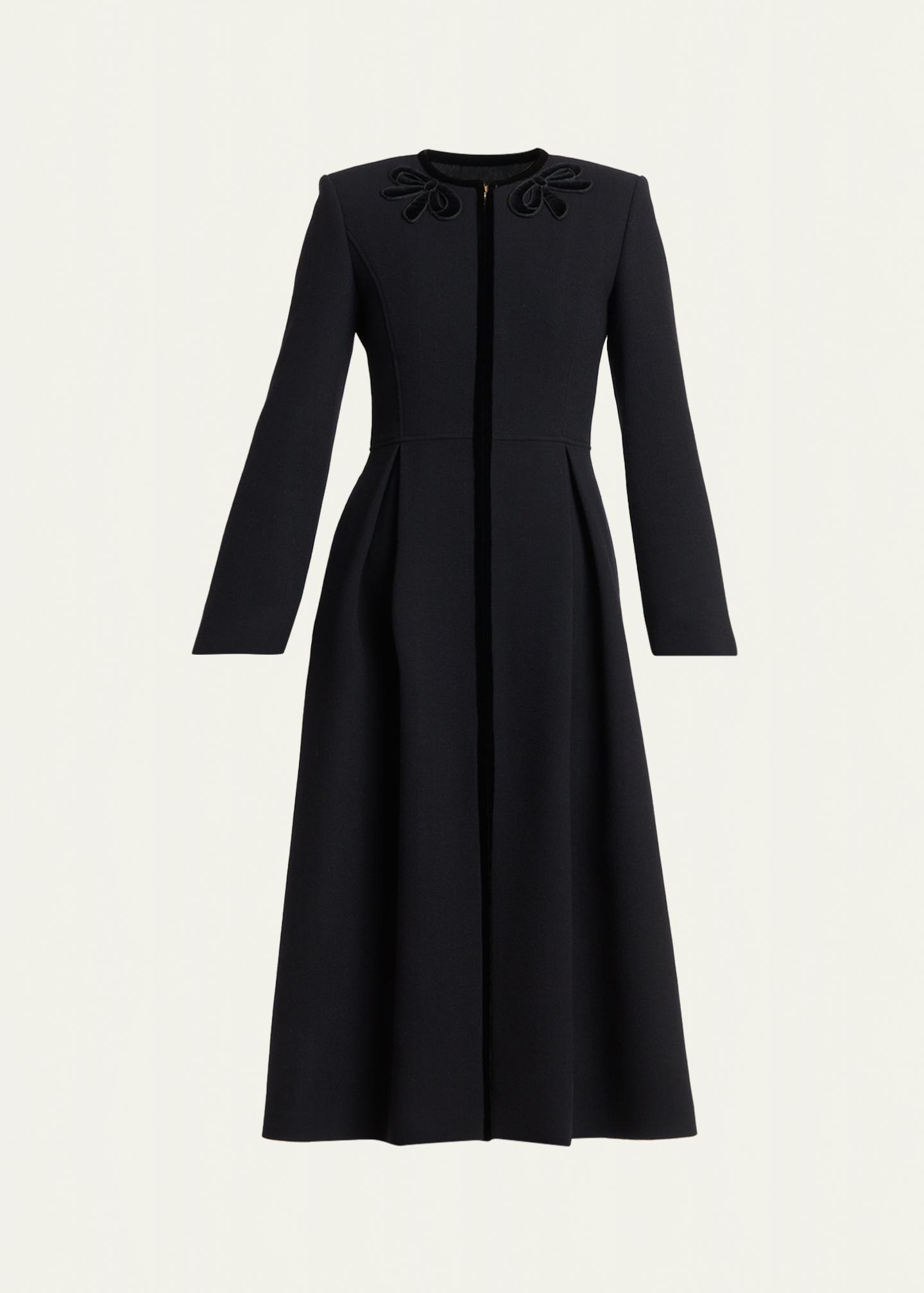 Valentino Garavani Tailored Velvet Trim Coat Dress - Bergdorf Goodman