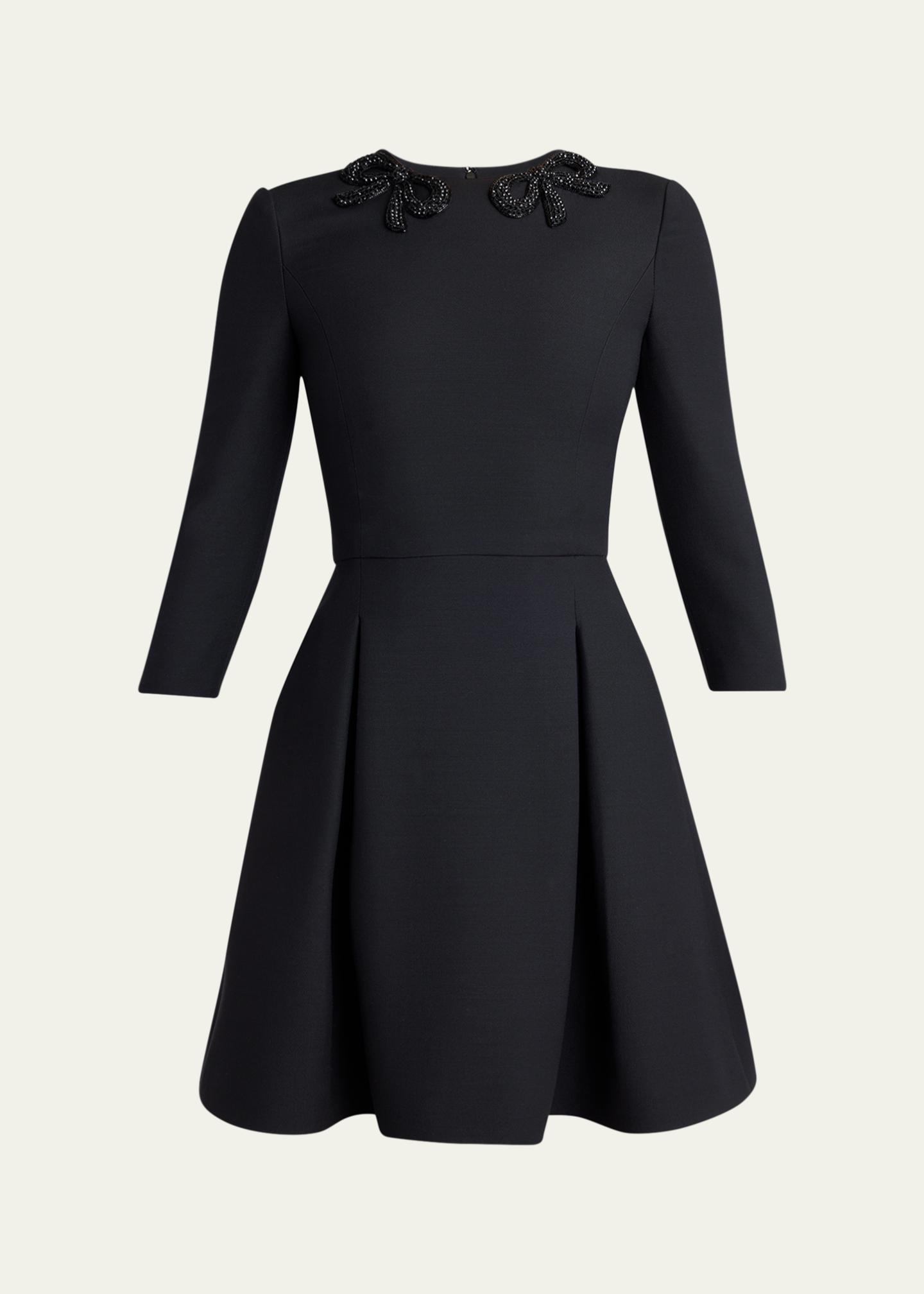 Valentino Garavani Long-Sleeve Embroidered Bow Mini Dress