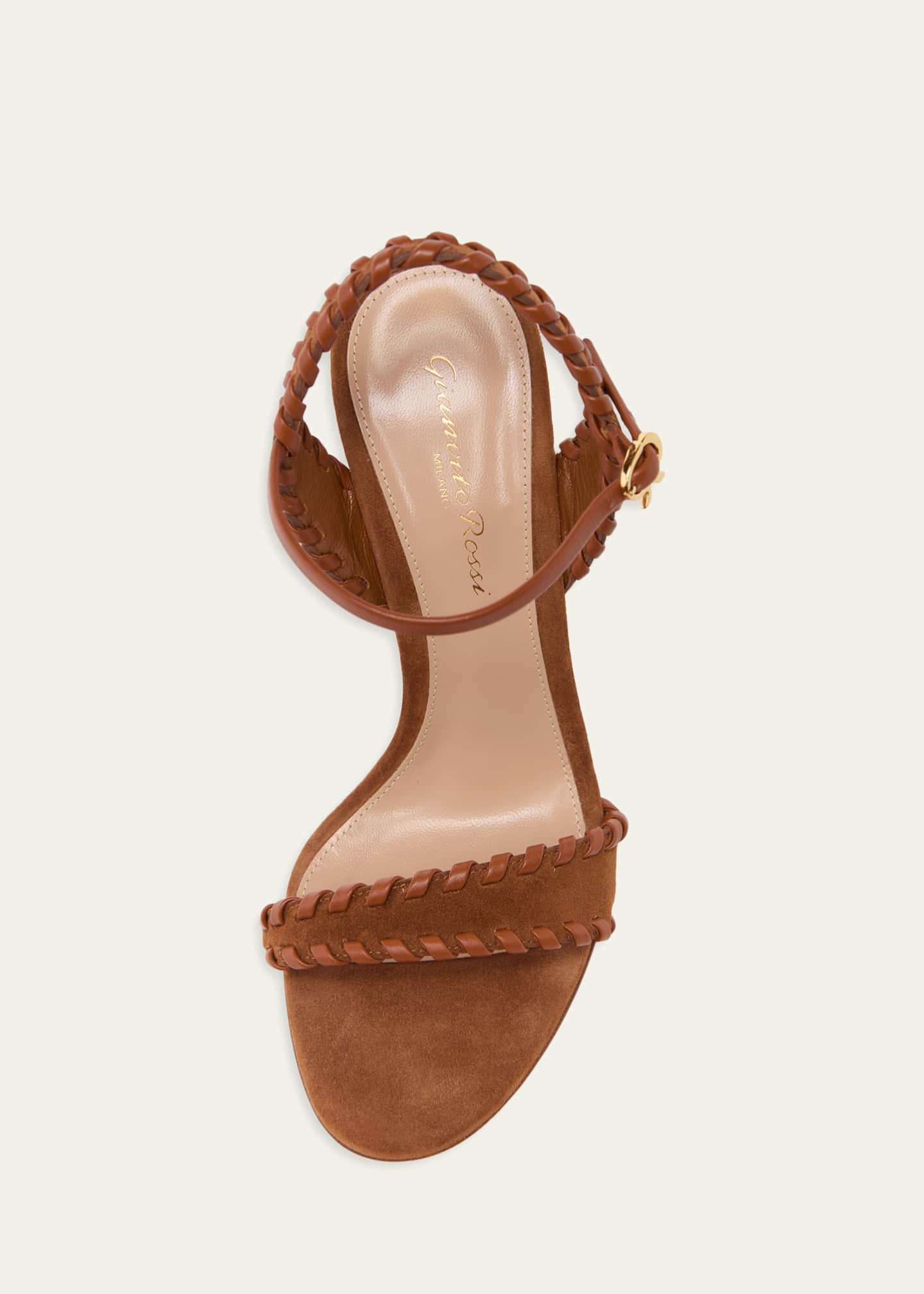 Gianvito Rossi 105mm Whipstitch Suede Ankle-Strap Sandals