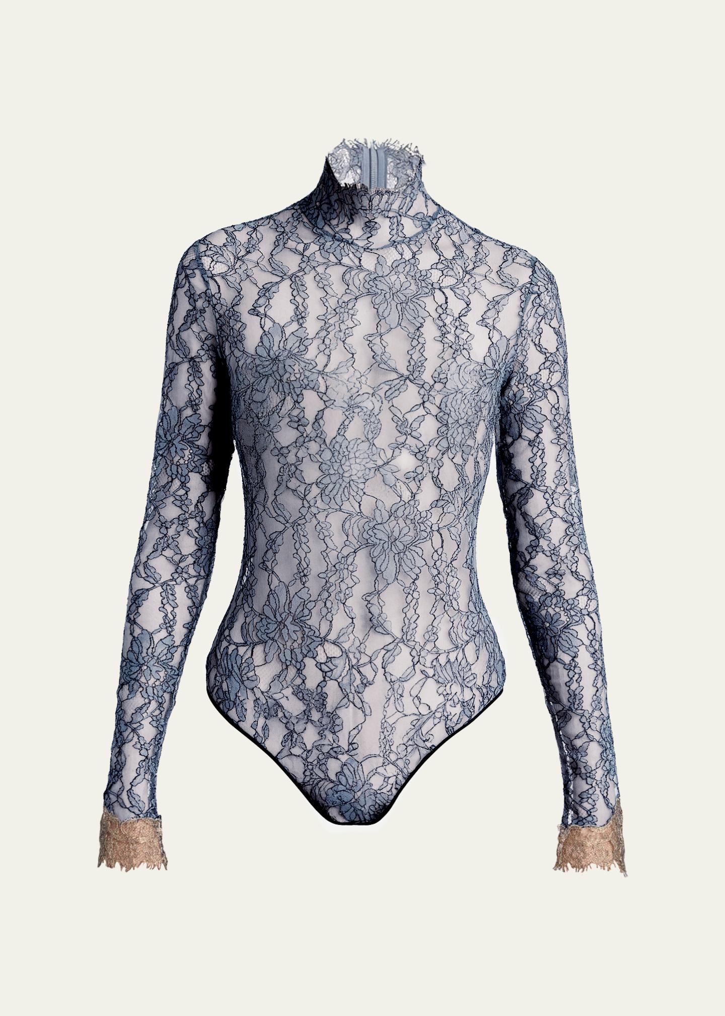 Valentino Garavani Turtleneck Lace Long-Sleeve Bodysuit - Bergdorf