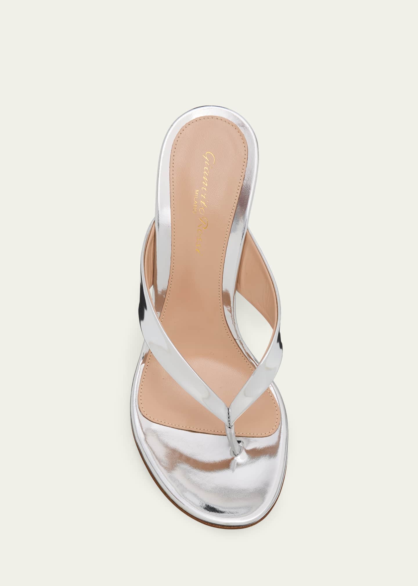Gianvito Rossi 70mm Metallic Leather Thong Sandals - Bergdorf Goodman