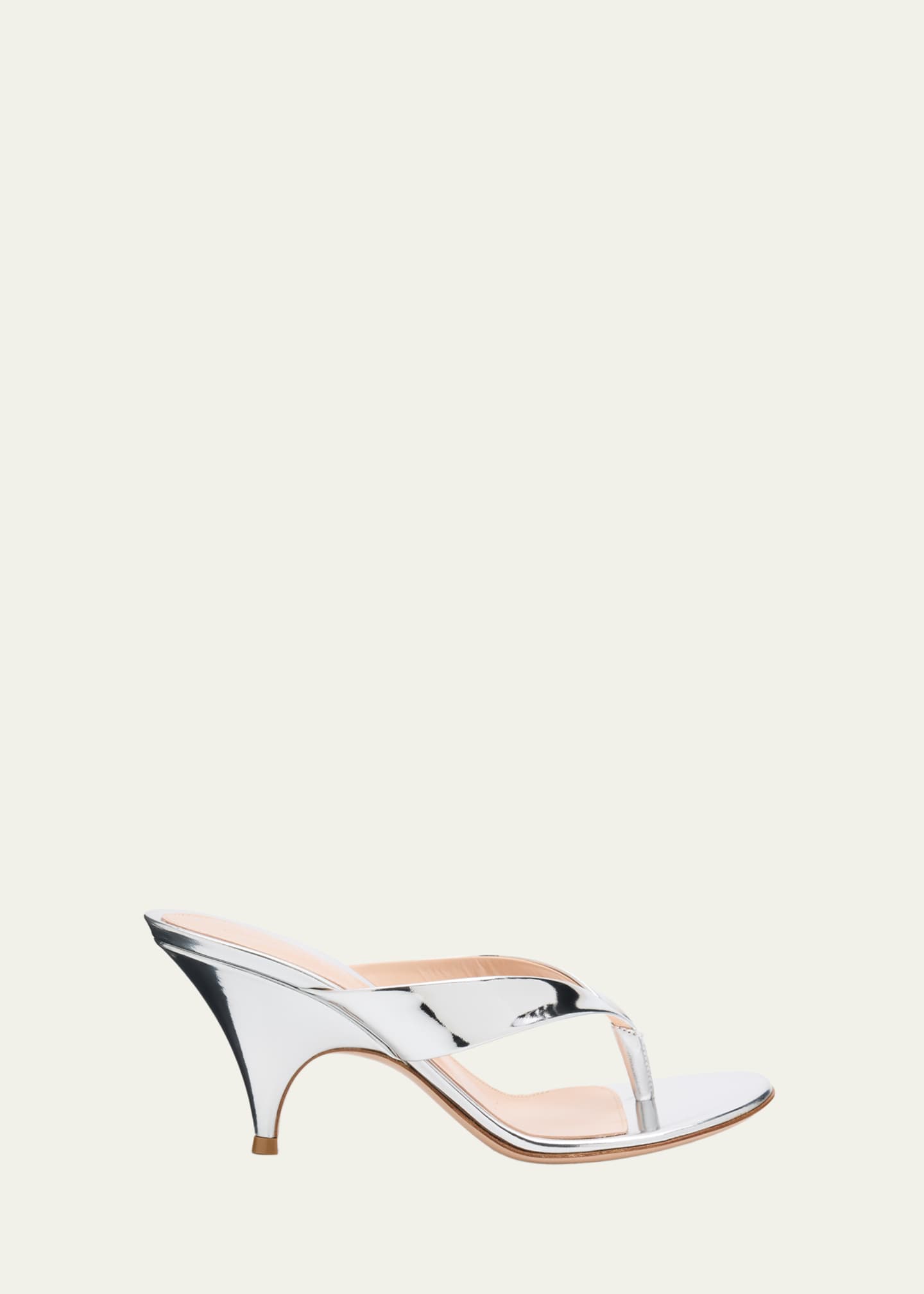 Gianvito Rossi 70mm Metallic Leather Thong Sandals - Bergdorf Goodman