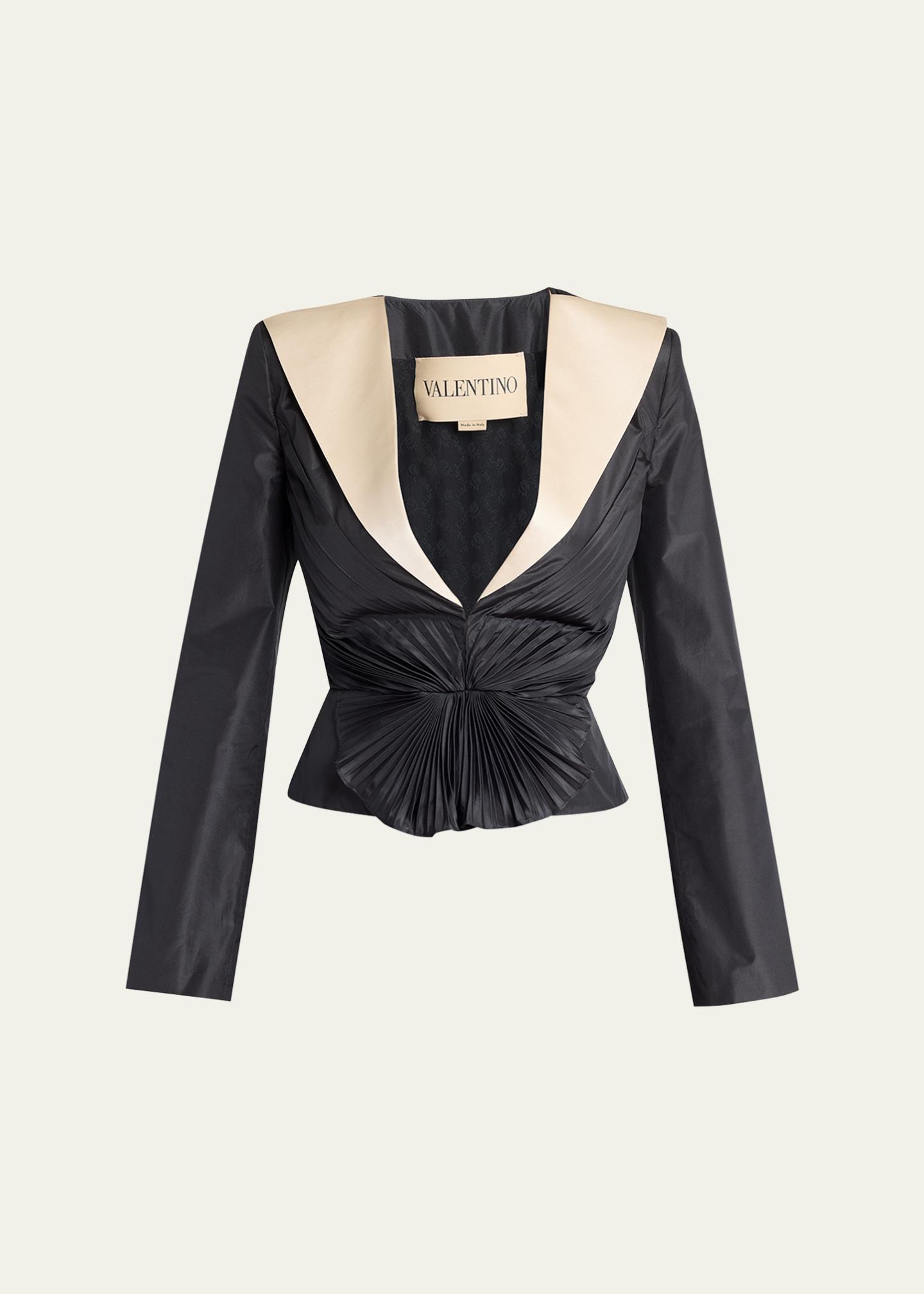 Valentino サテンジャケット Valentino Garavani Pleated Silk Taffeta Strong-Shoulder Jacket