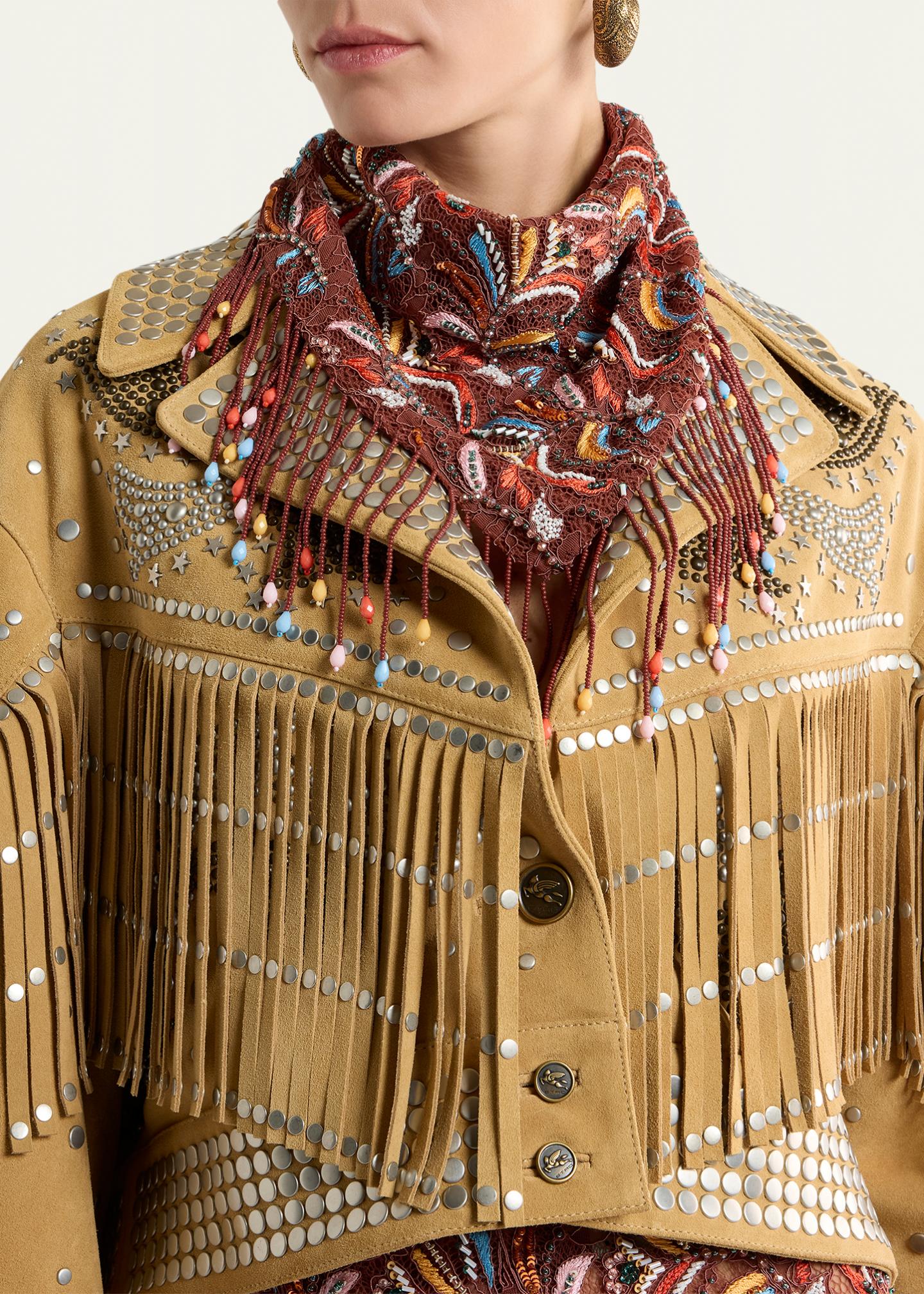 Etro Embroidered Lace Beaded Foulard - Bergdorf Goodman