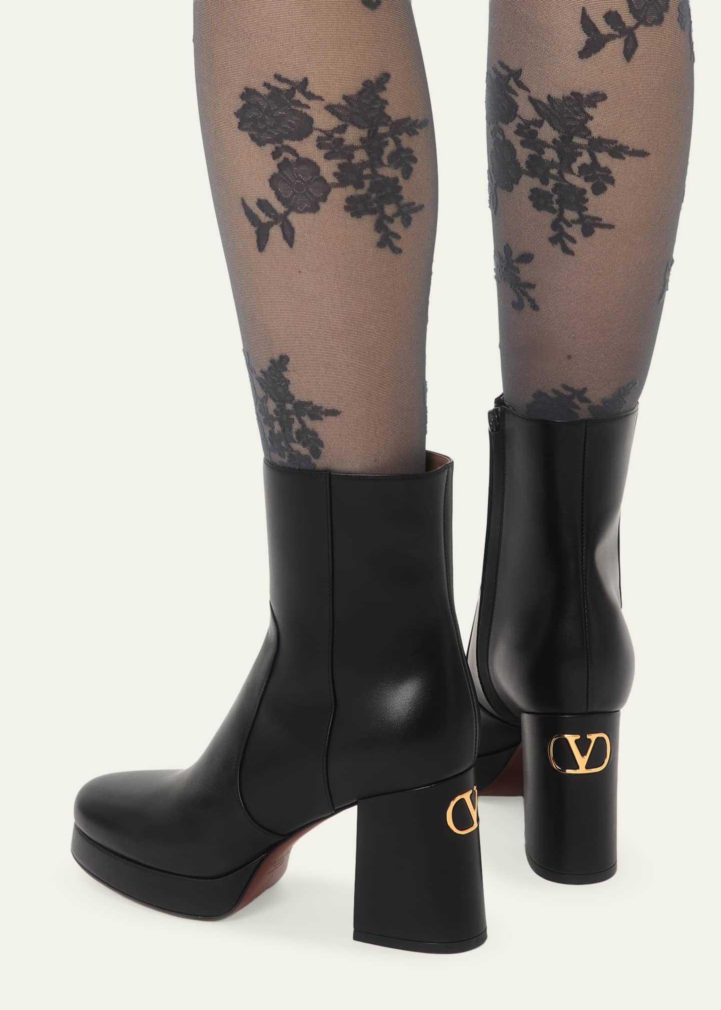 Valentino Garavani 90mm Fawcette Platform Leather Ankle Boots