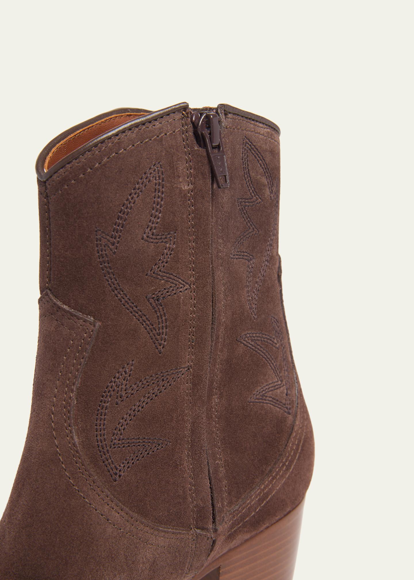Valentino Garavani 40mm Bard Embroidered Suede Ankle Boots