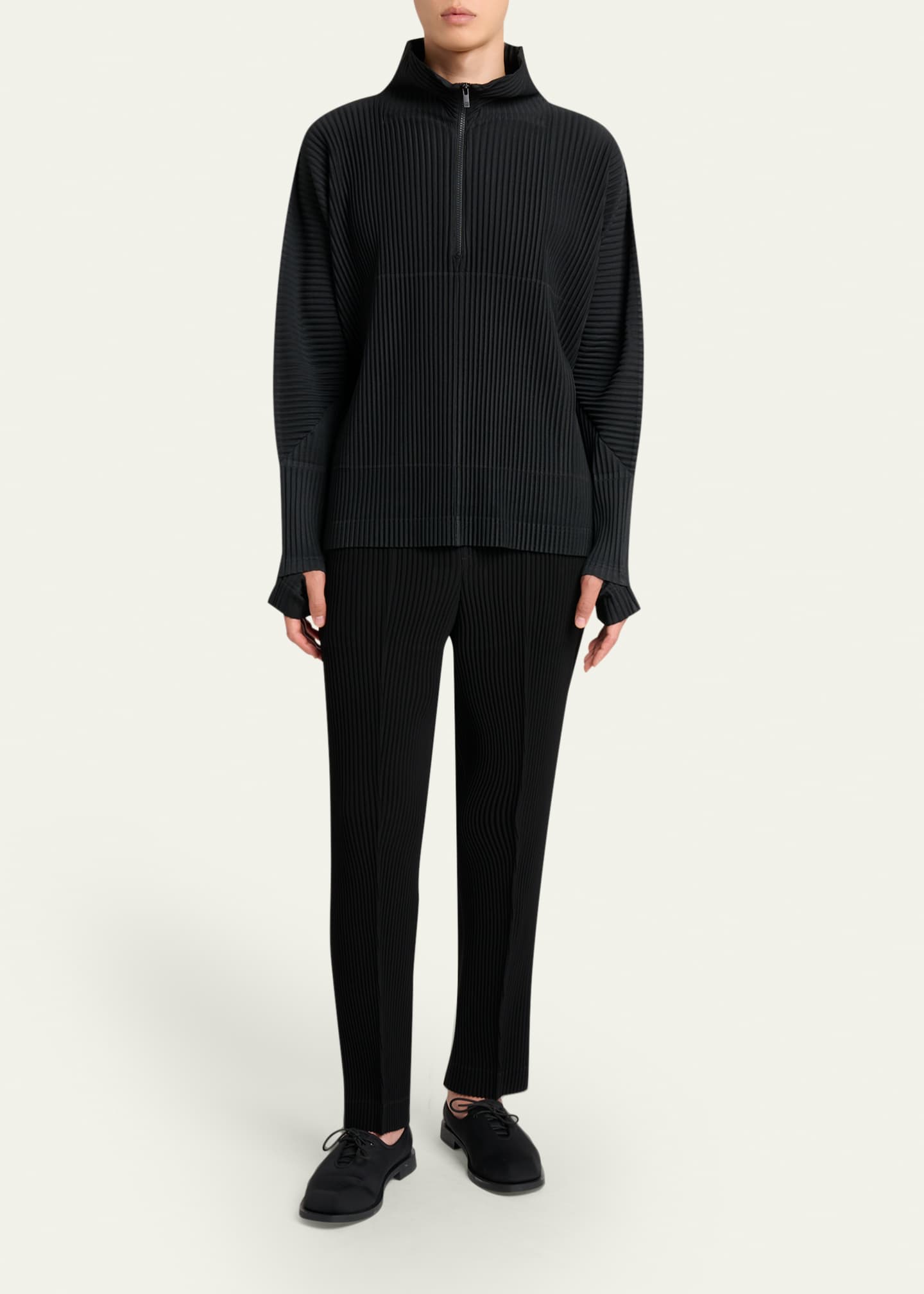 Homme Plisse Issey Miyake Men's Pleated Quarter-Zip Sweater