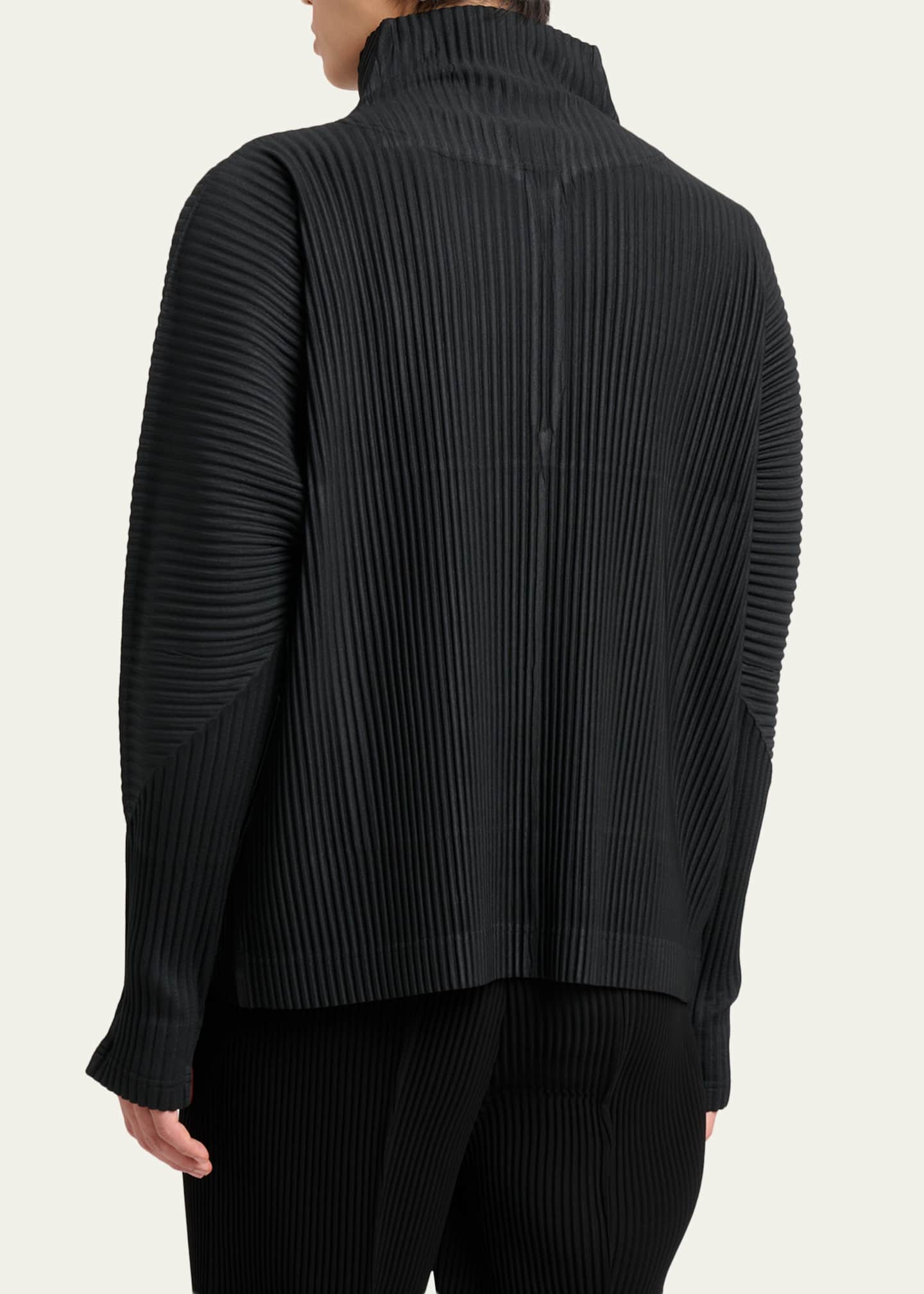 Homme Plisse Issey Miyake Men's Pleated Quarter-Zip Sweater