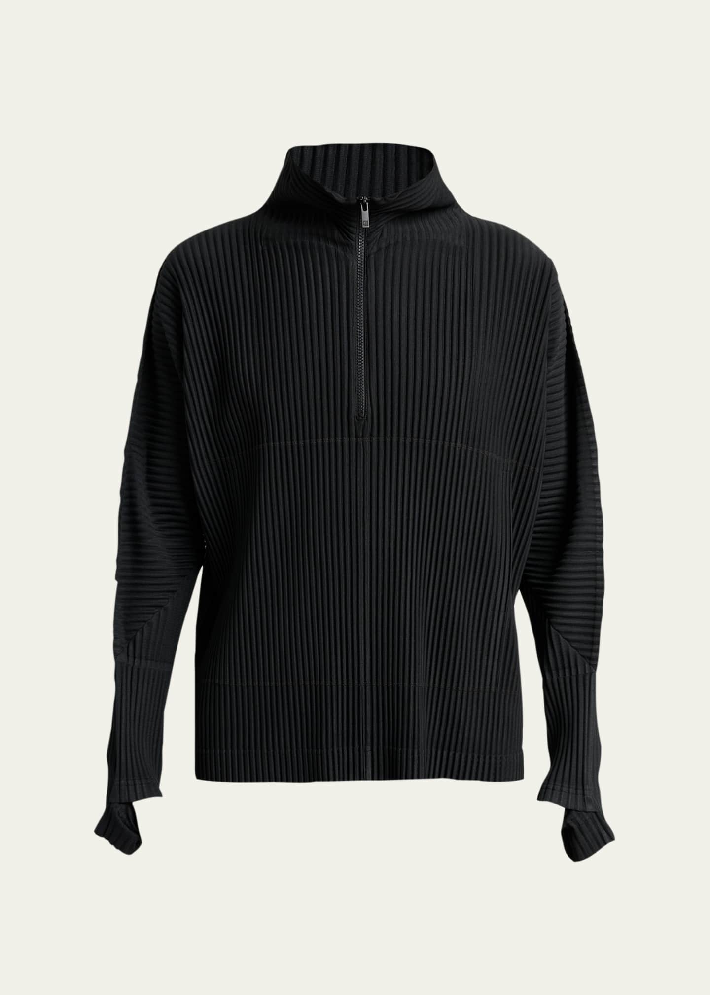 Homme Plisse Issey Miyake Men's Pleated Quarter-Zip Sweater