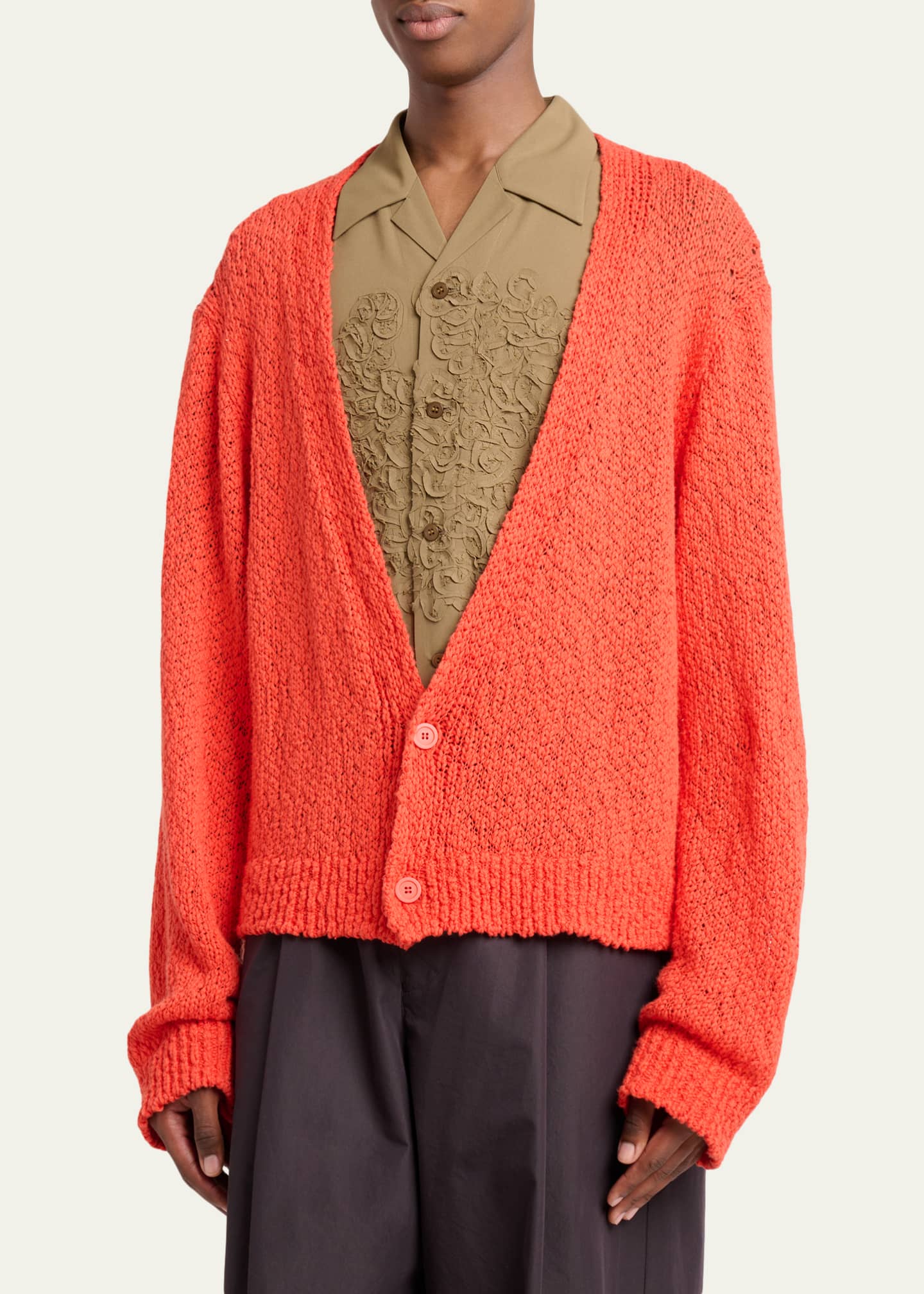 HOMME PLISSÉ ISSEY MIYAKE カーディガン Homme Plisse Issey Miyake Men's Cotton Knit Oversized Cardigan
