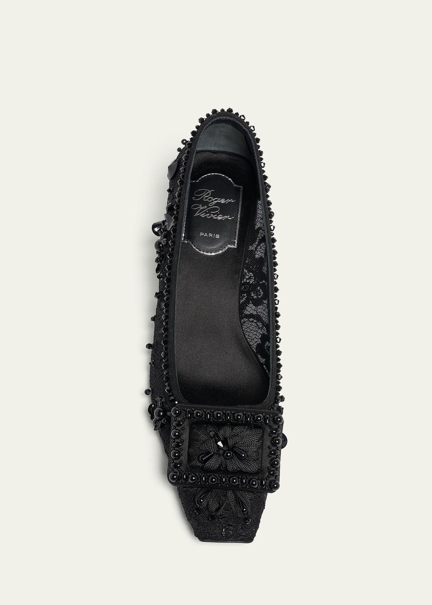 Roger Vivier Belle Vivier Buckle Embellished Lace Pumps - Bergdorf