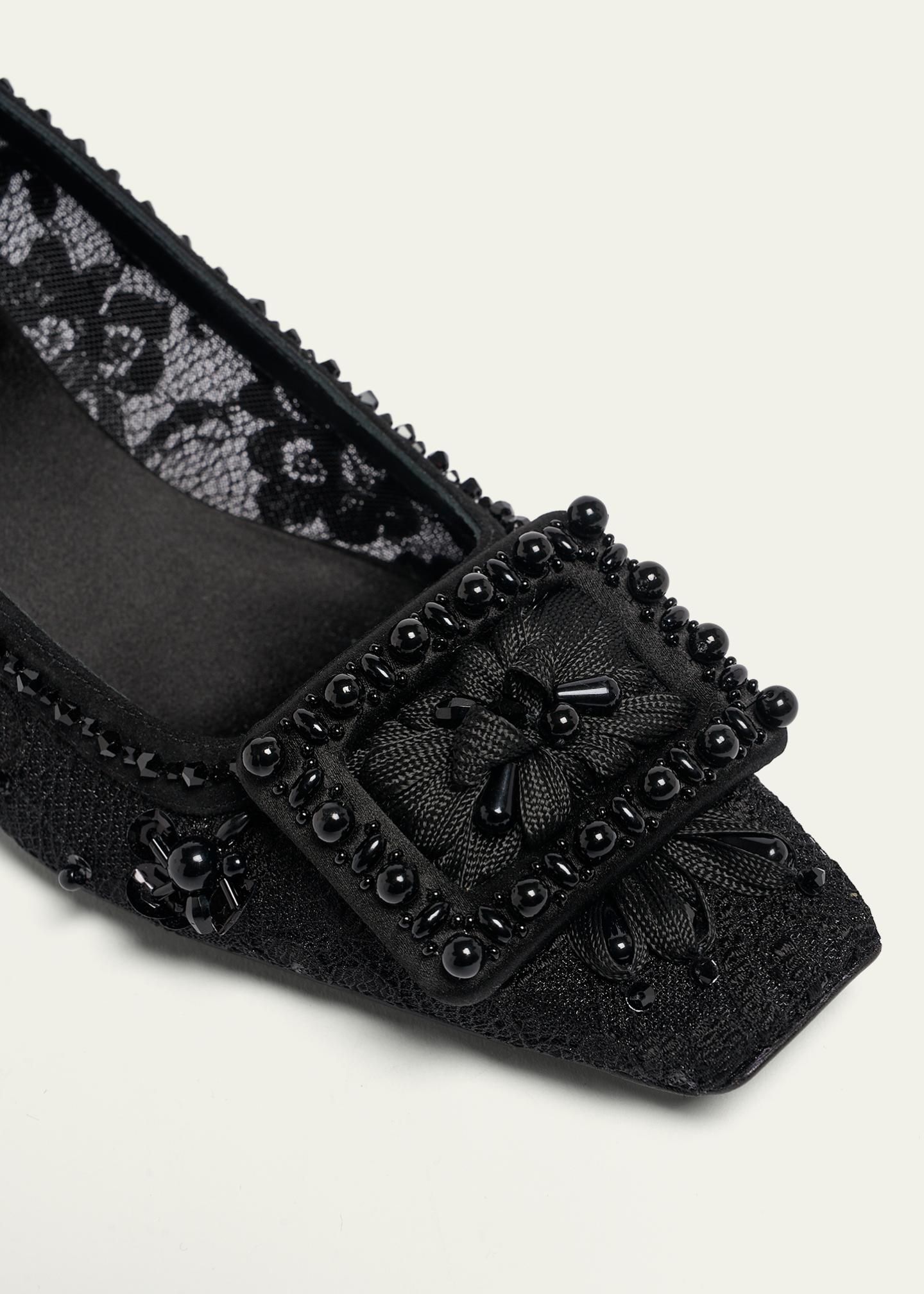 Roger Vivier Belle Vivier Buckle Embellished Lace Pumps - Bergdorf