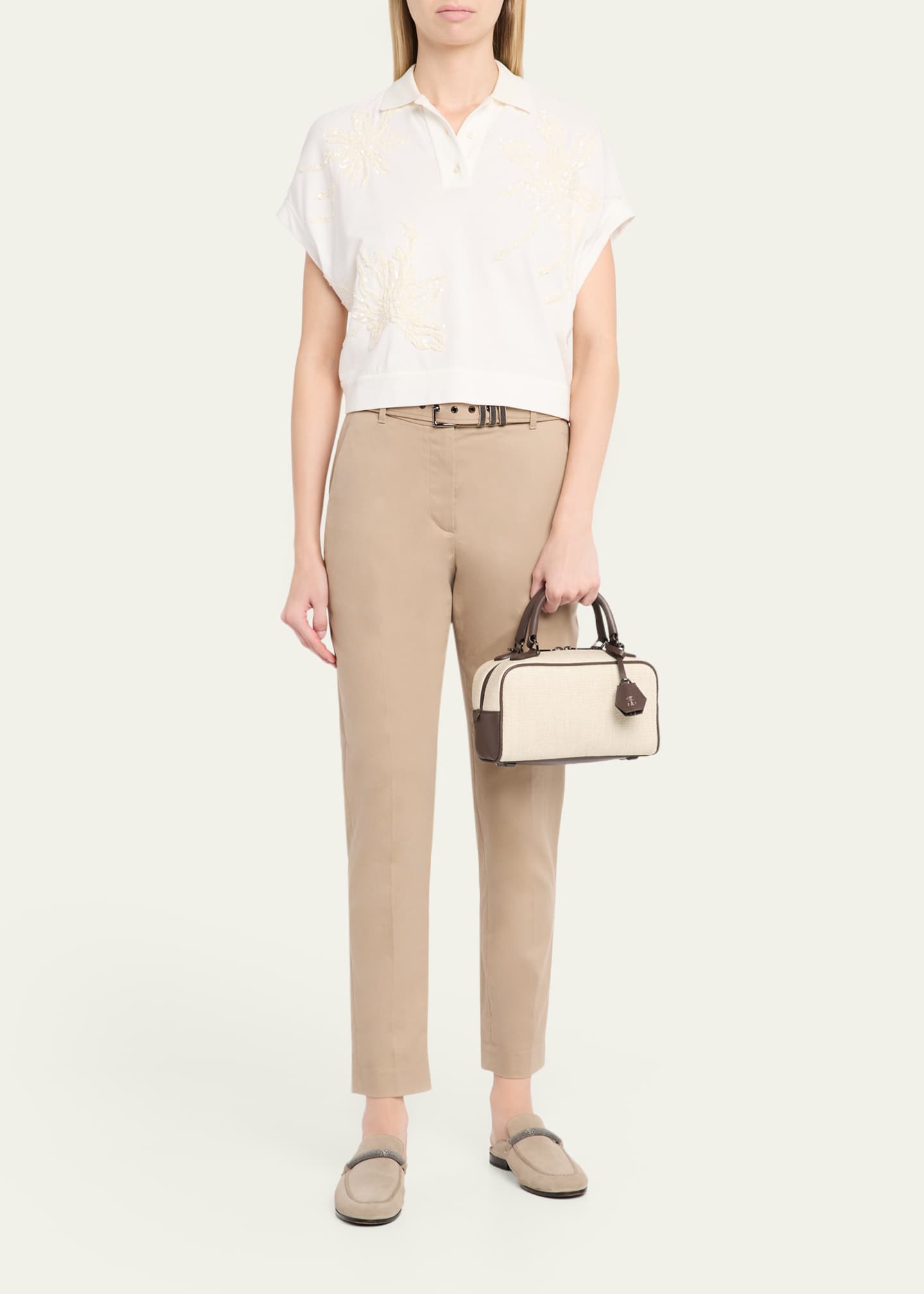 Brunello Cucinelli Explorer Techno Raffia & Leather Crossbody Bag