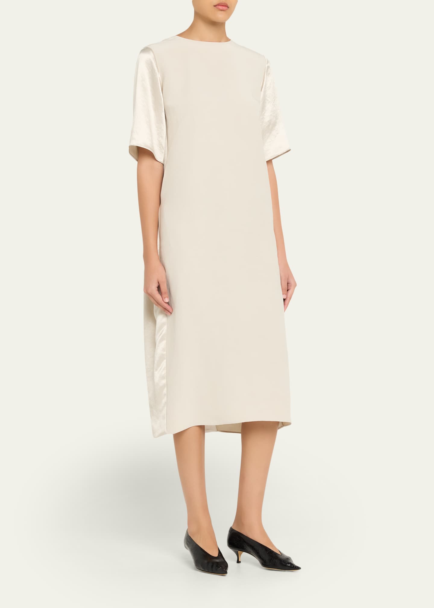 white midi dress with puff sleeves Nova Textured Midi Dress