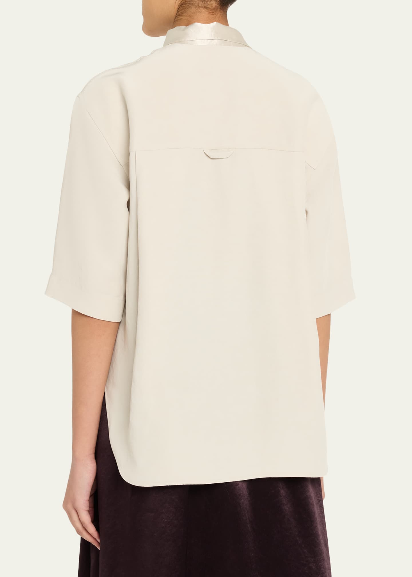 MARIA MCMANUS Short-Sleeve Tie-Neck Button-Down Shirt - Bergdorf
