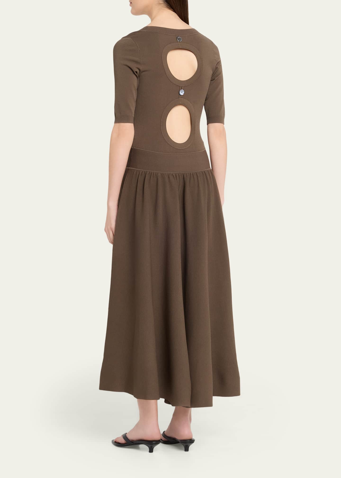 knit cut out dress long sleeve Ribbed Knit Midi Dress main image 0