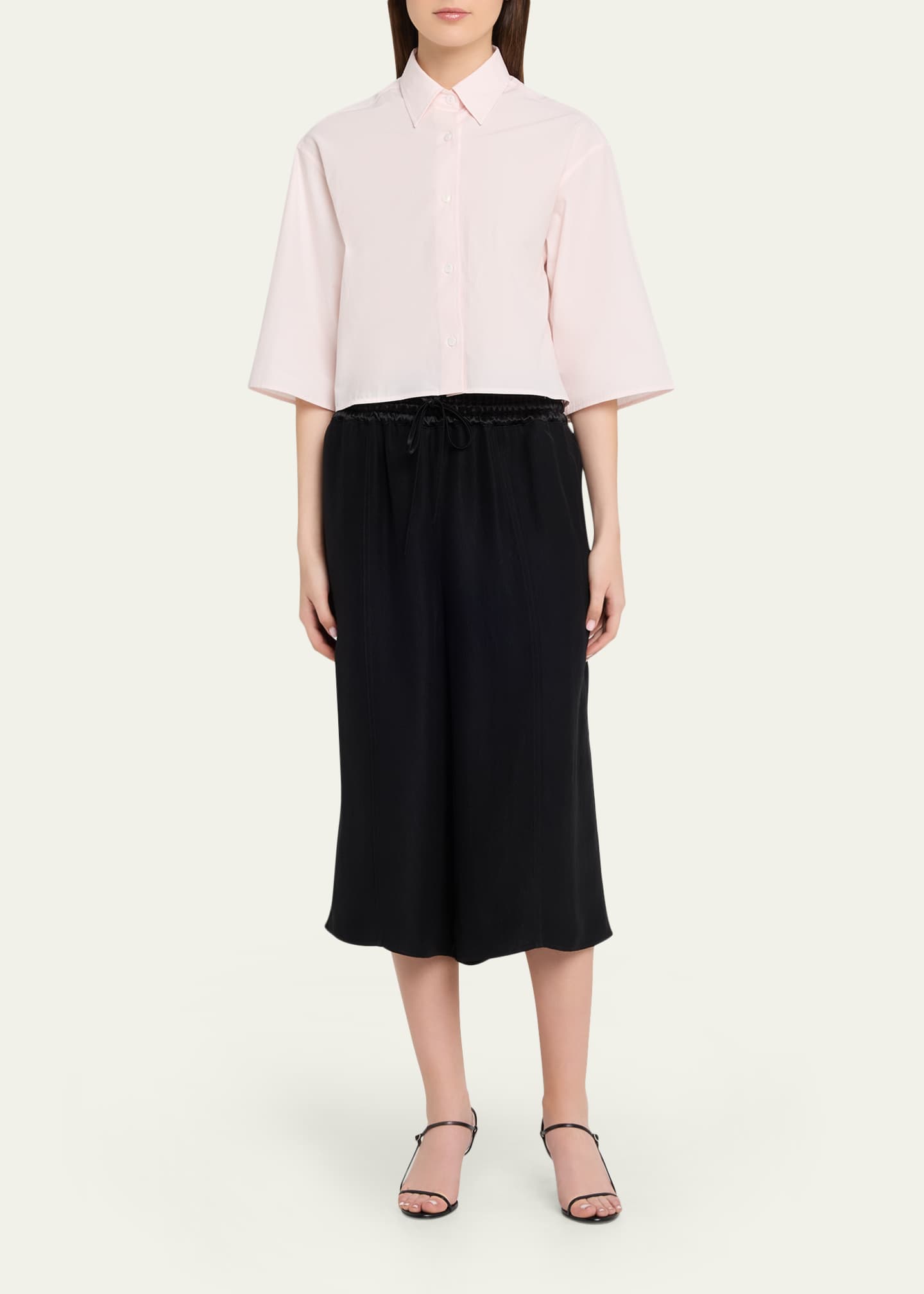 MARIA MCMANUS Short-Sleeve Cropped Button-Down Shirt - Bergdorf