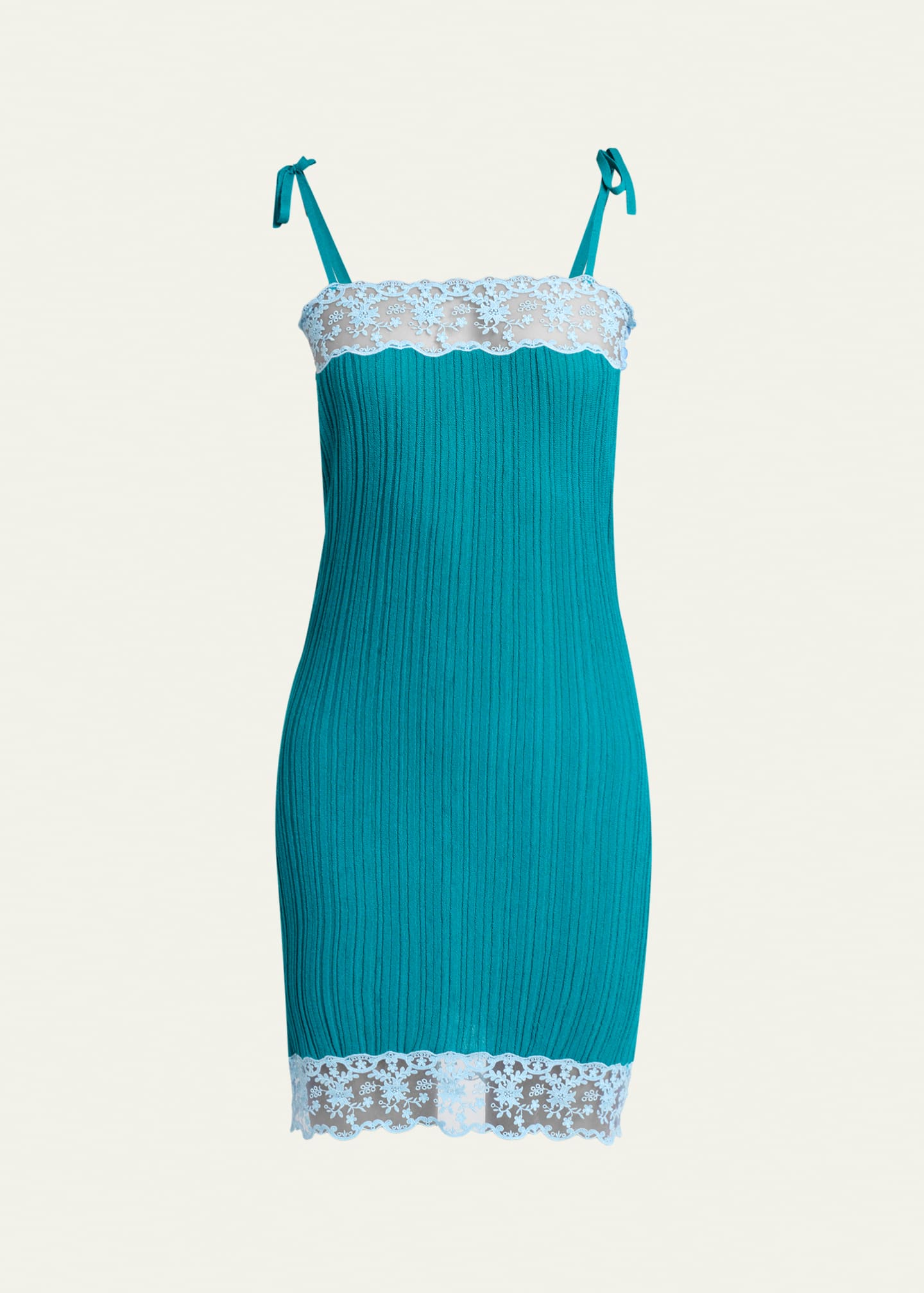 open lace back dress Sleeveless Rib Knit Dress - White main image 1