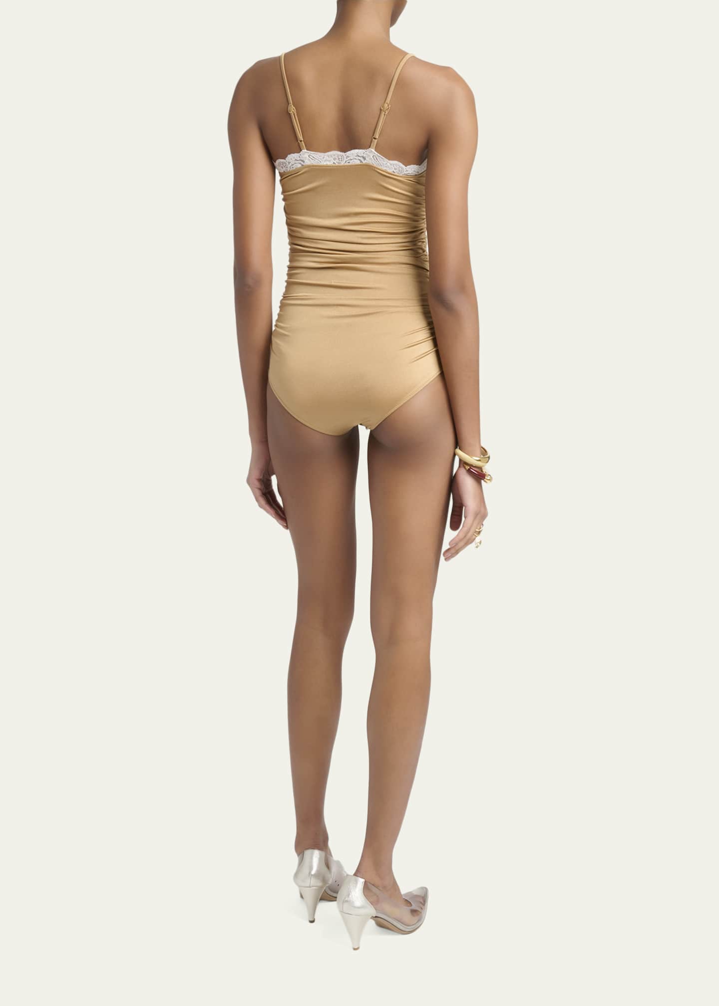 Chloe Lace Ruffle Ruched Bodysuit - Bergdorf Goodman