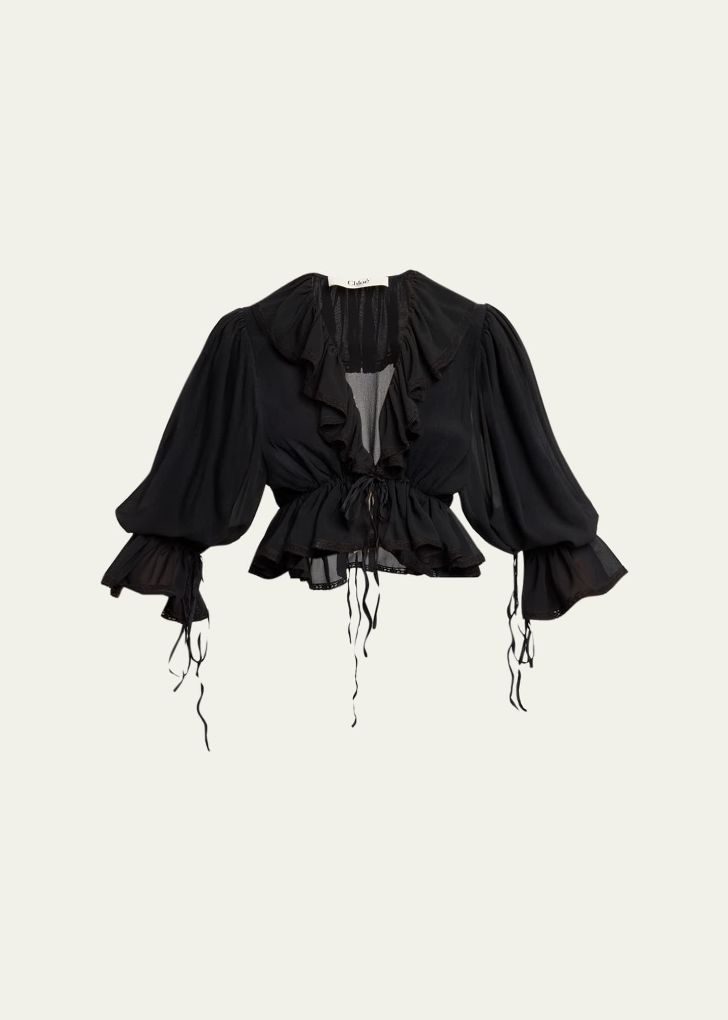 Chloe Tie Ruffle Silk Crop Top - Bergdorf Goodman