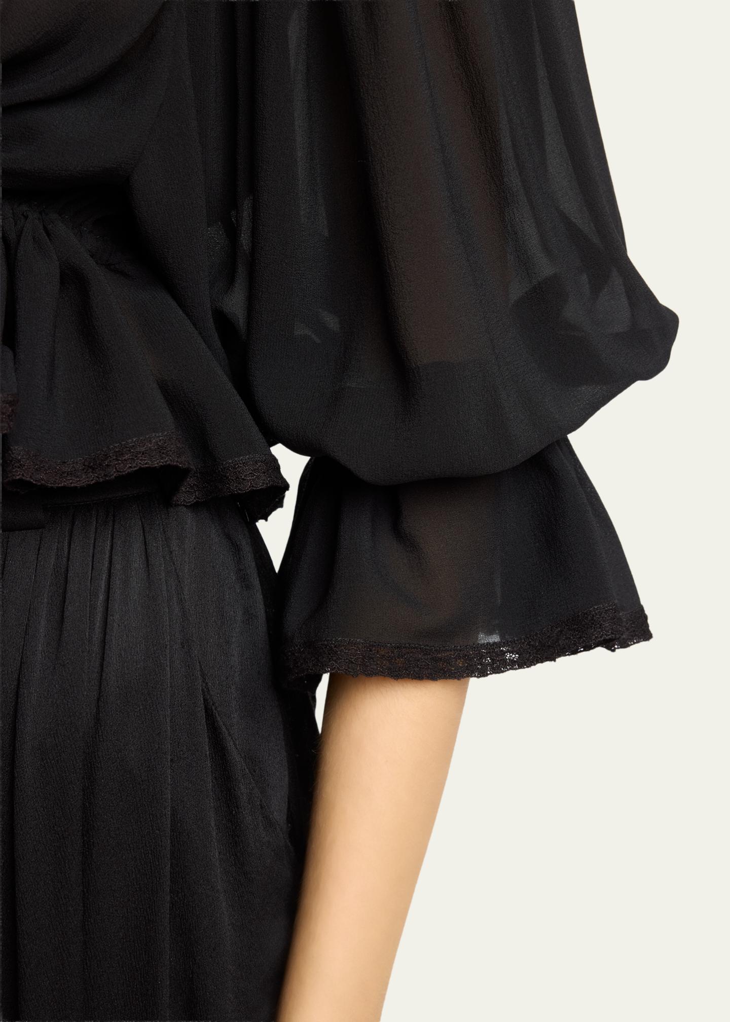 Chloe Tie Ruffle Silk Crop Top - Bergdorf Goodman