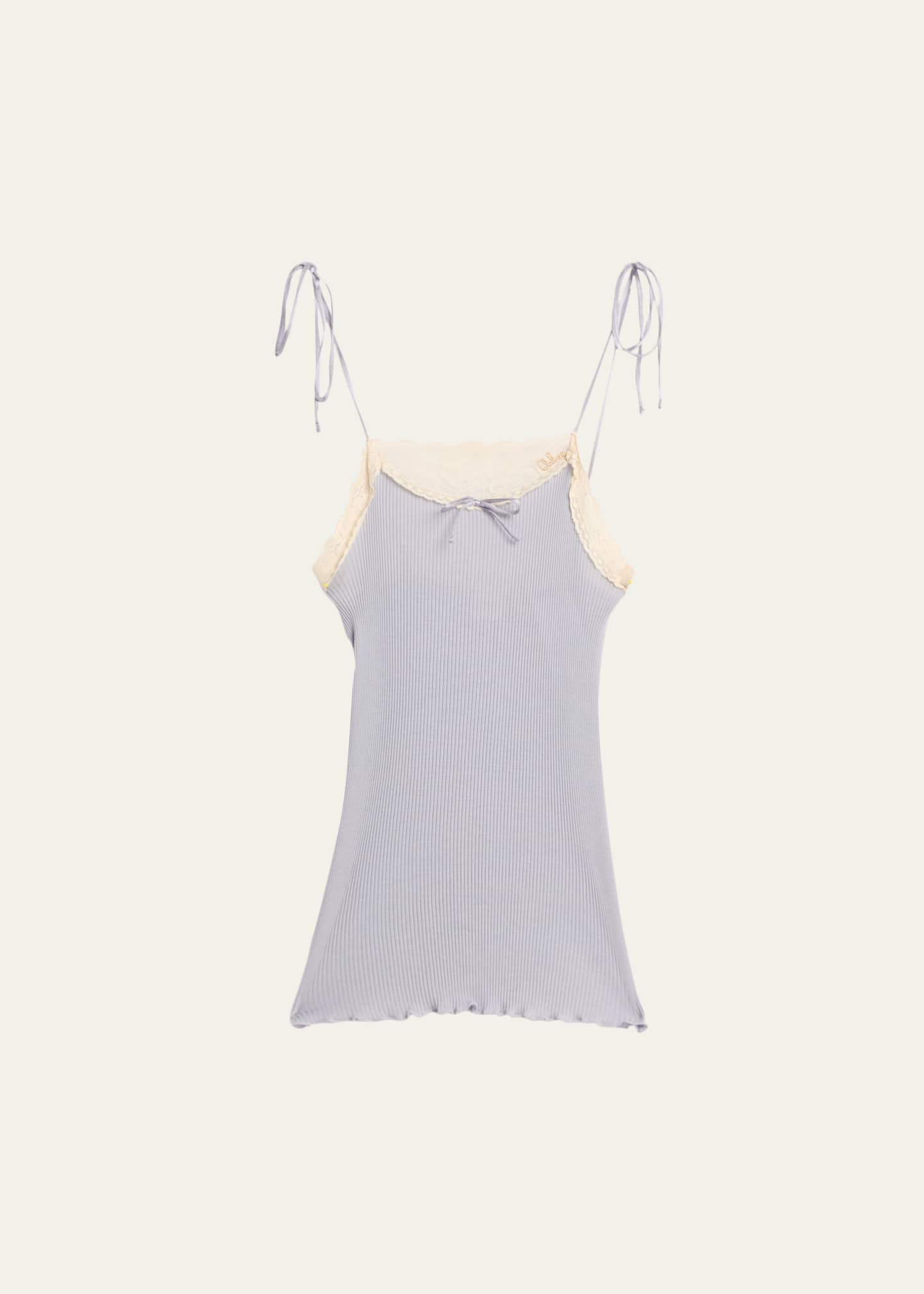 Chloe Lace-Trim Rib Cami Top - Bergdorf Goodman