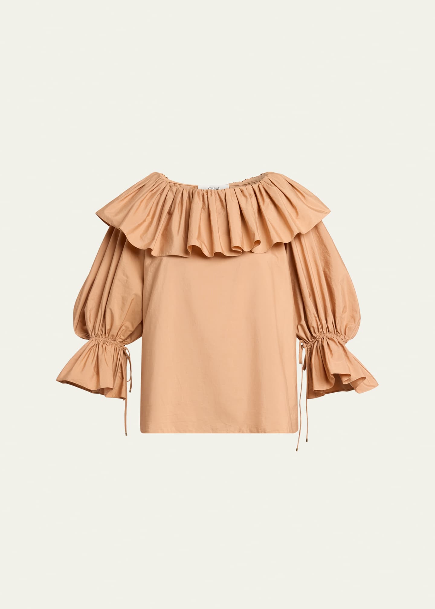 Chloe Ruffle Balloon-Sleeve Cotton Top - Bergdorf Goodman