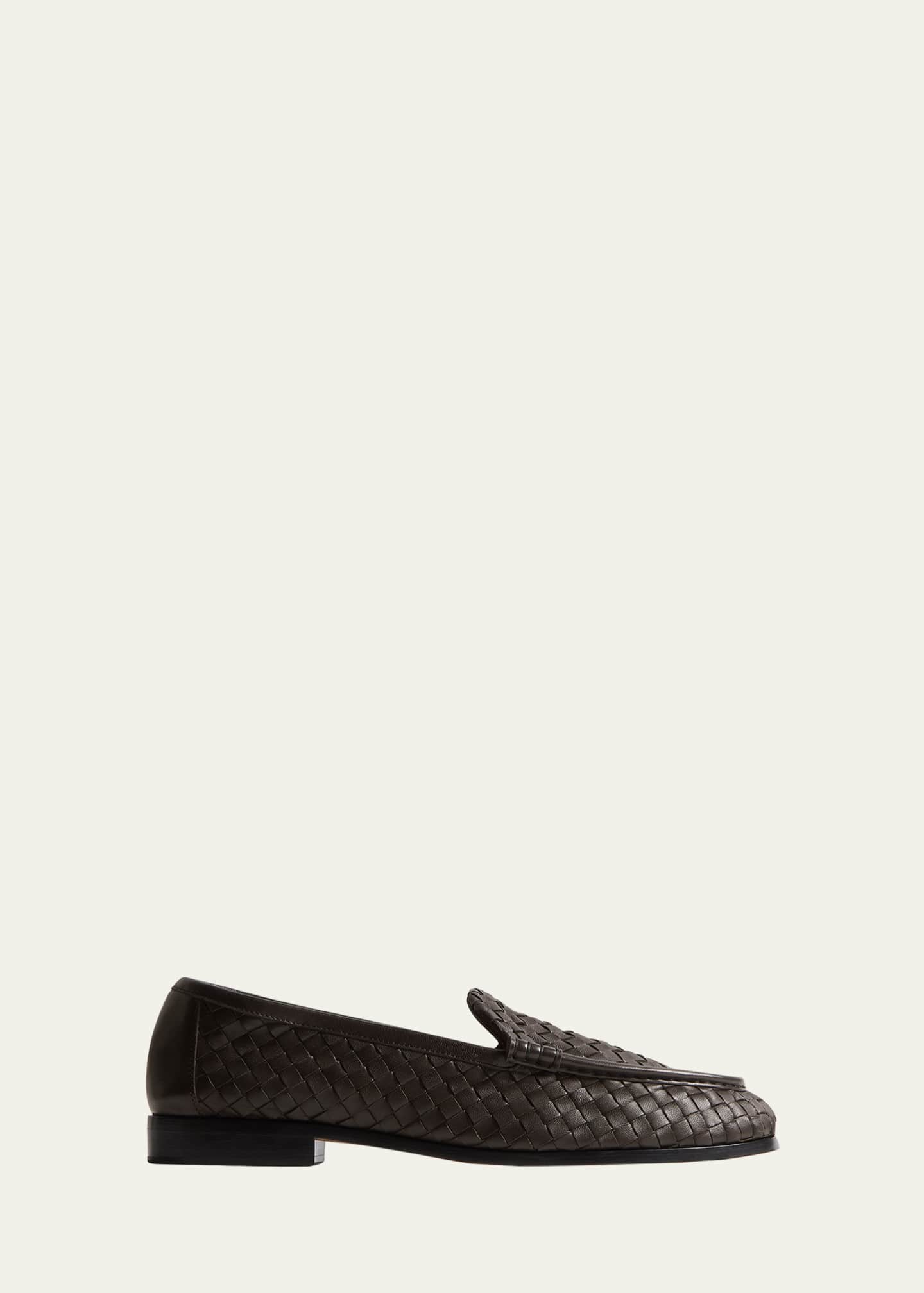 Bottega Veneta Men's Silenzio Intrecciato Napa Leather Loafers